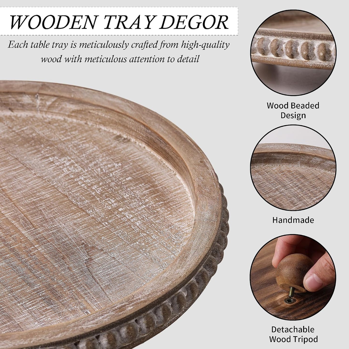 Wooden Coffee Table Tray Decor / Brown