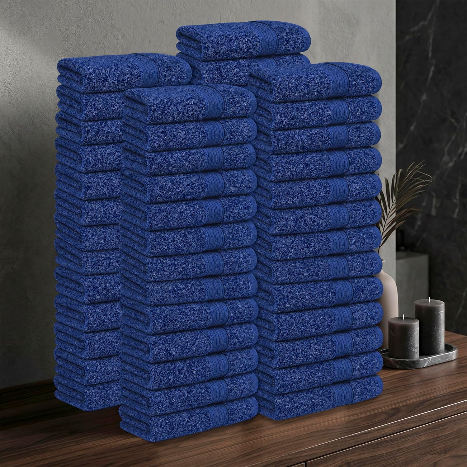 100% Cotton Hand Towels 18x28 Inches, 600 GSM, Soft & Absorbent, Set of 52, Navy