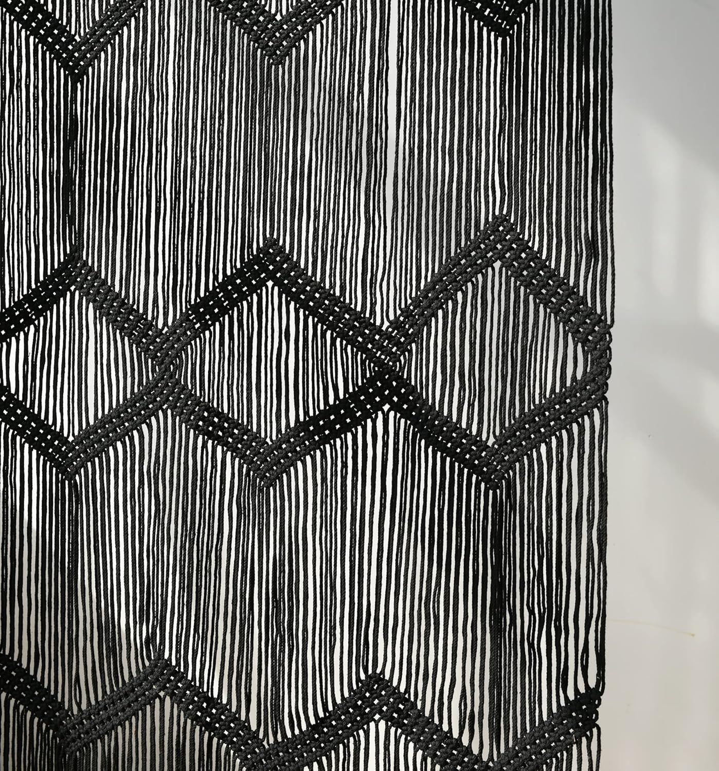 Macrame Curtain Boho Window Macrame Doorway Curtain Macrame Wall Decor Bedroom Headboard / Black