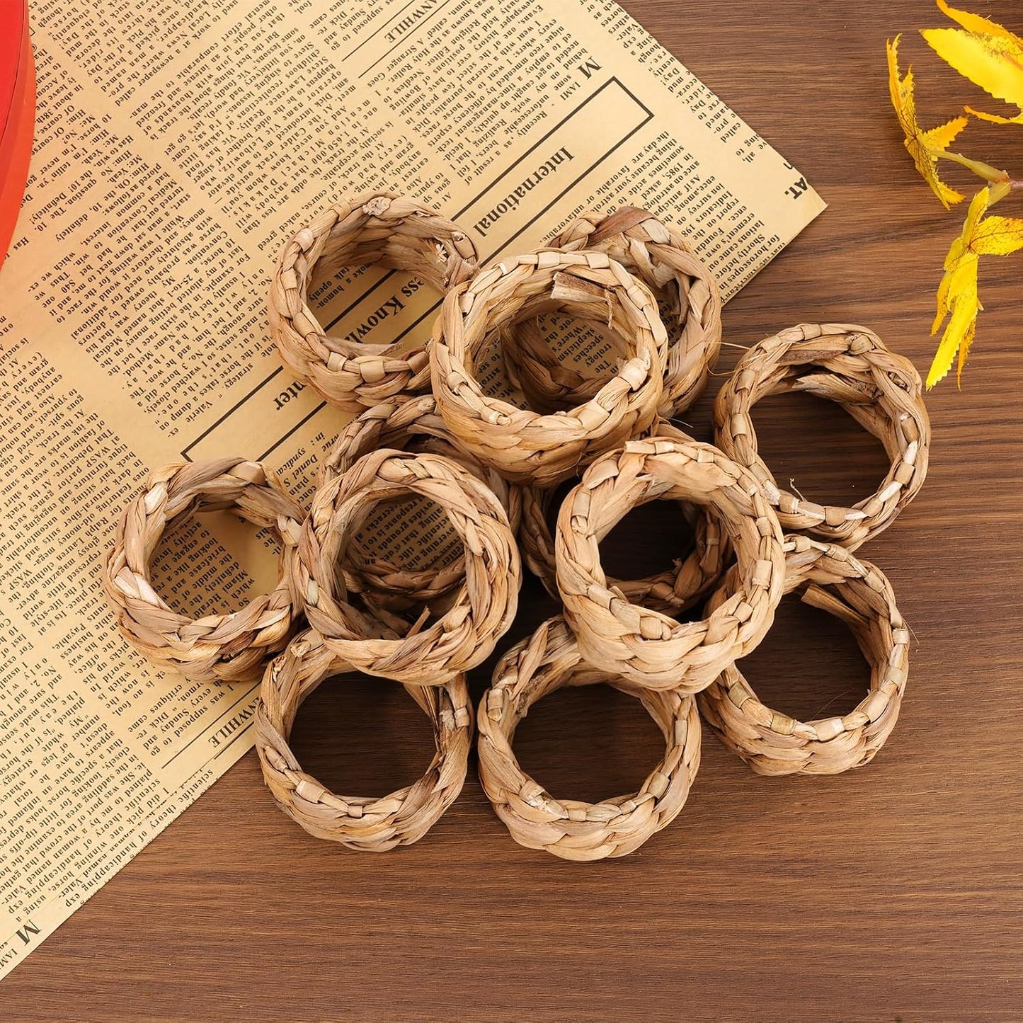 Woven Napkin Rings Water Hyacinth Napkin Rings Rattan Napkin Ring / Natural / Set of 12