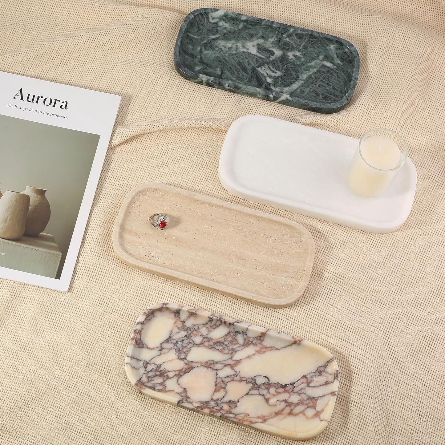 Marble Tray / Marble Vanity Tray / 10 x 4.72 / Verde Alpi