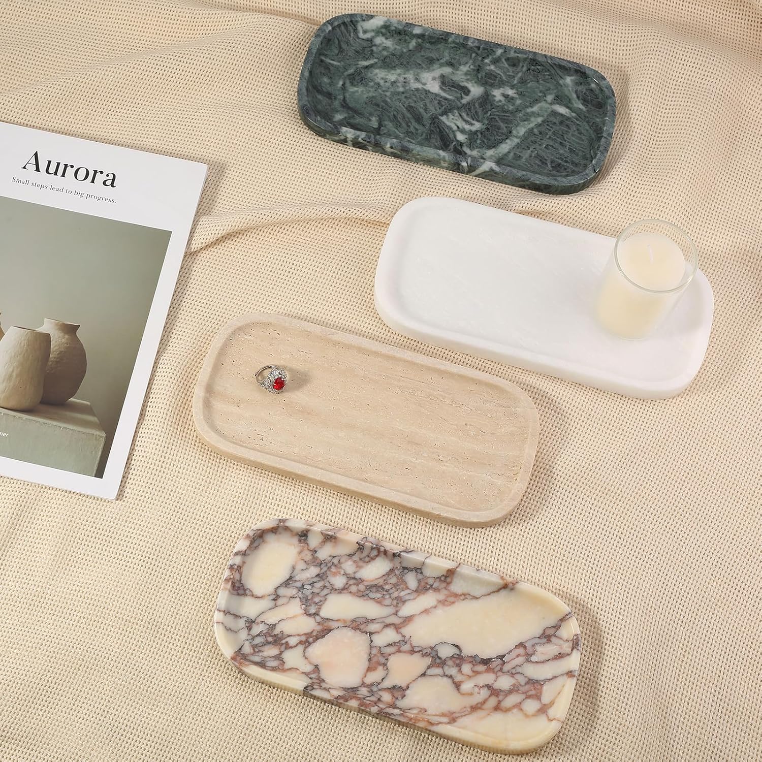 Marble Tray / Marble Vanity Tray / 10 x 4.72 / Verde Alpi
