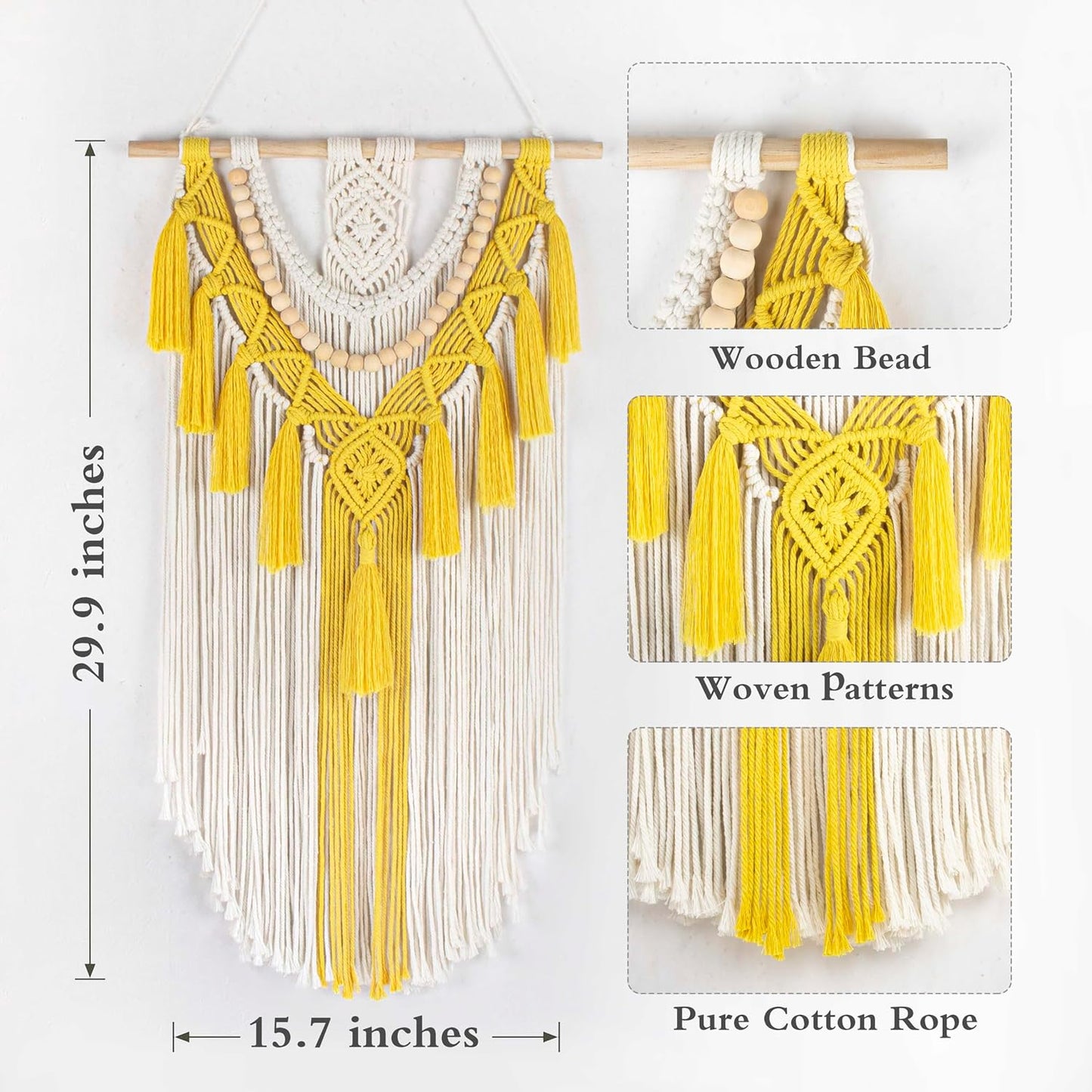 Macrame Wall Hanging Boho Wall Decor Handmade Woven Tapestry / Yellow