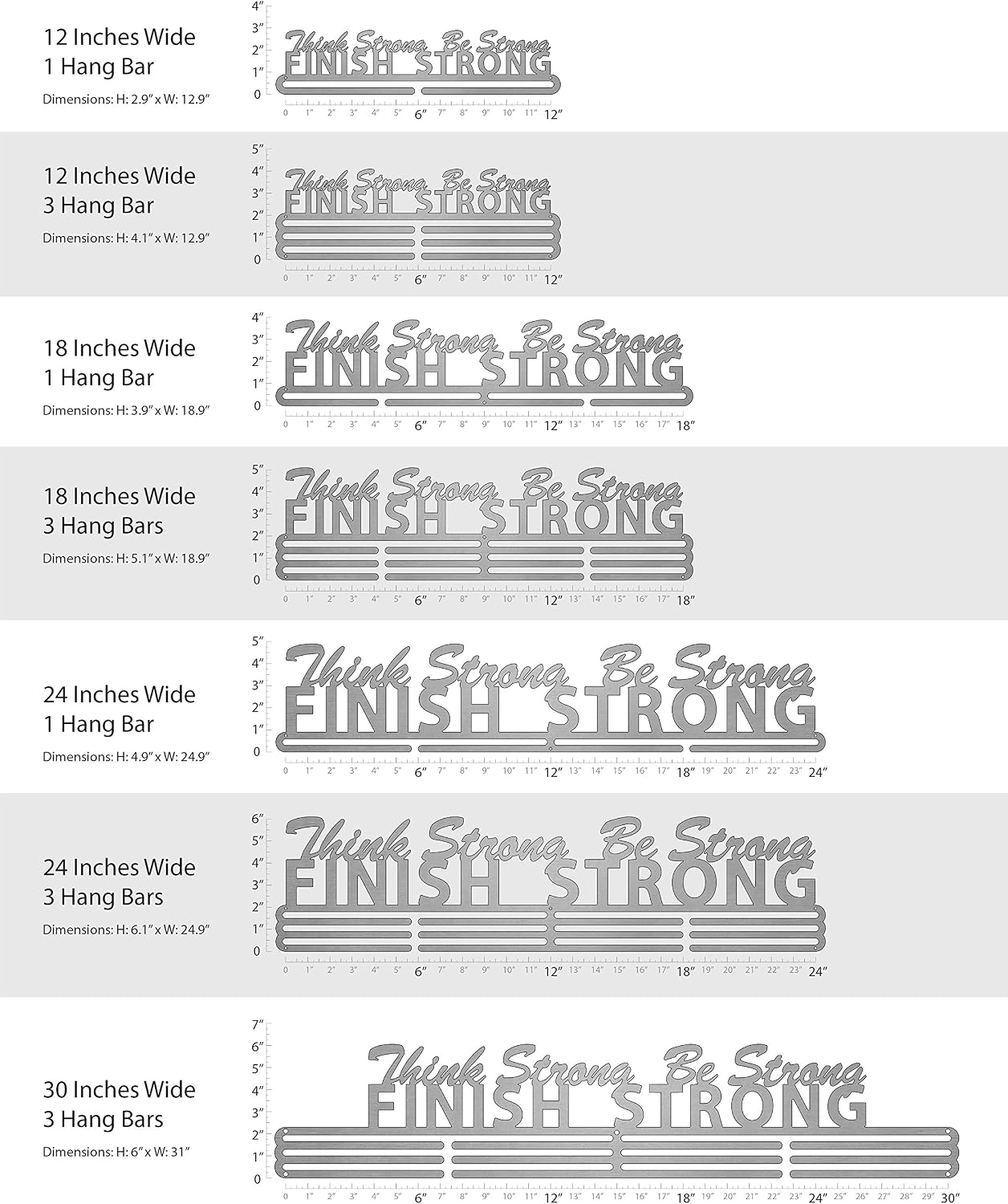 Allied Medal Hangers - Think Strong, Be Strong, Finish Strong - Multiple Variations Offered - Medal Award Holder