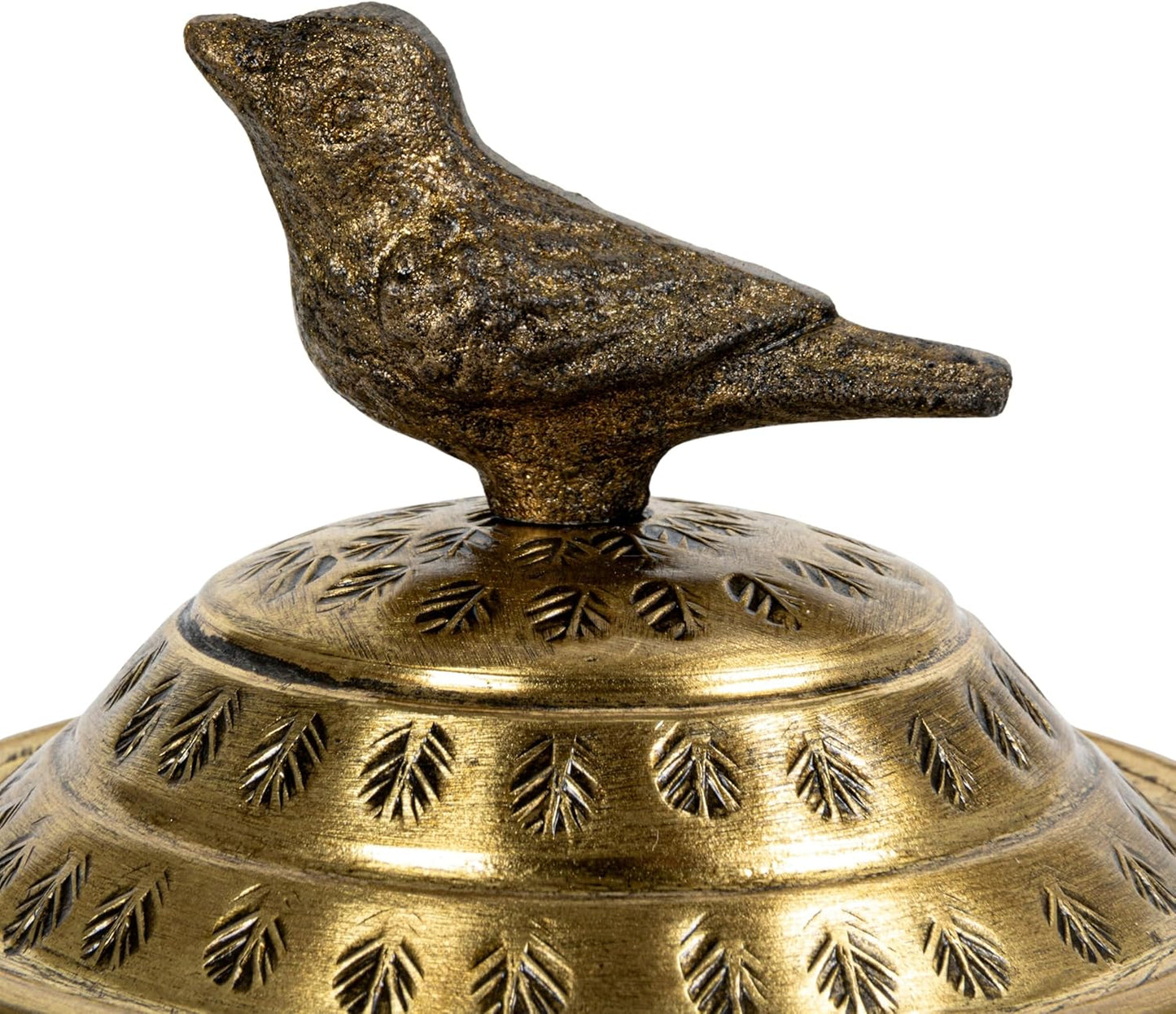 Round Hammered Metal Container / Bird
