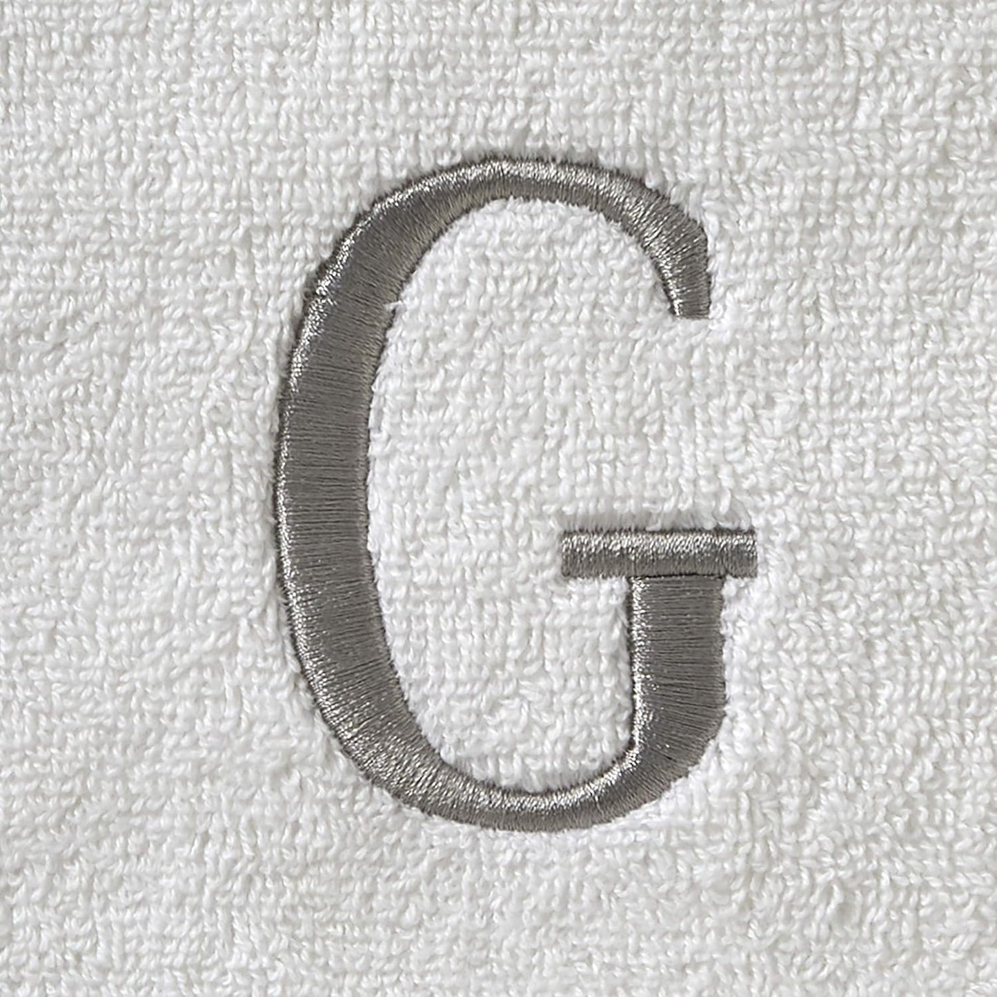 SKL Home Casual Monogram Hand Towel Set-2pc, Embroidered G, White | Available in letters A-Z. Personalized style for