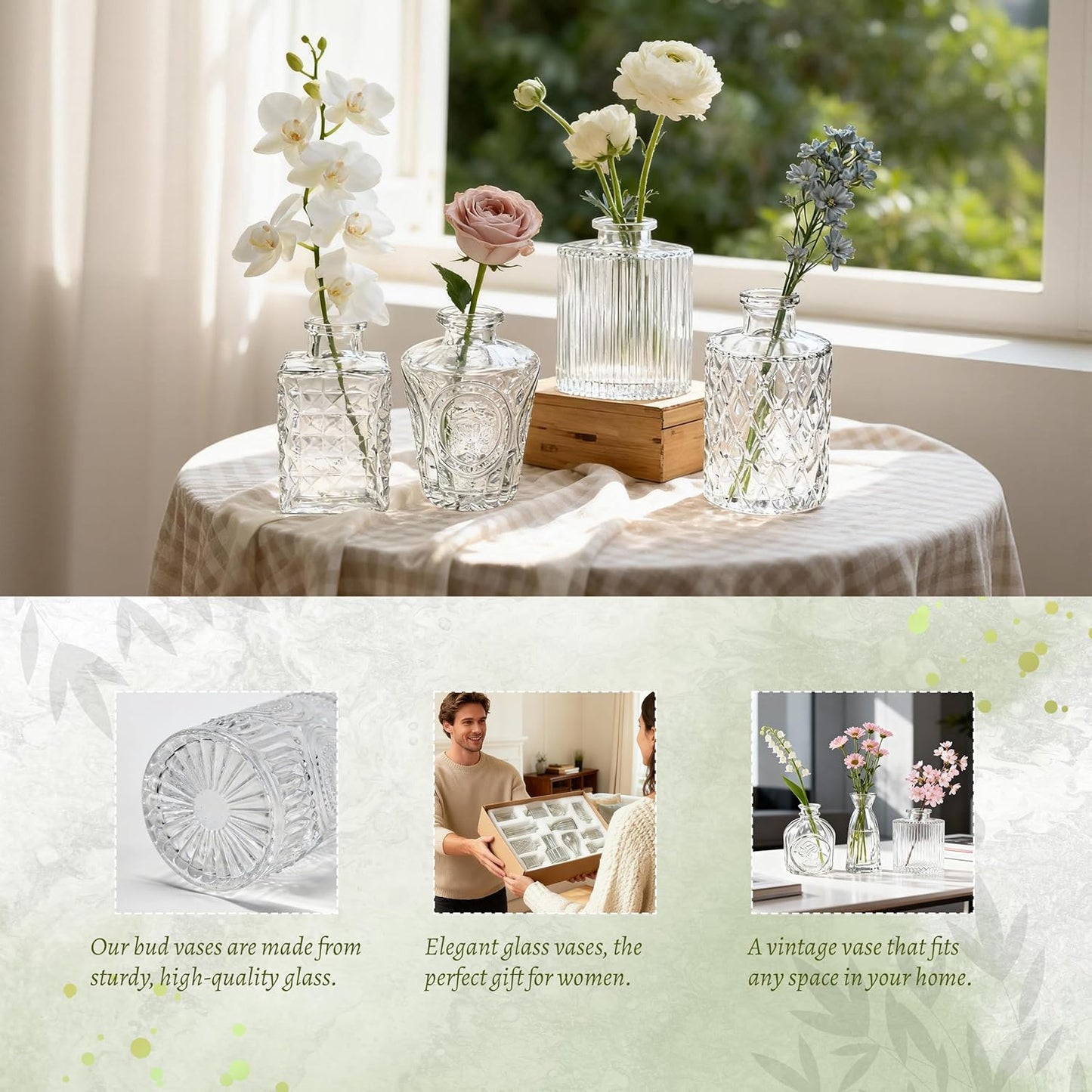 Glass Bud Vases / Clear / Set of 12
