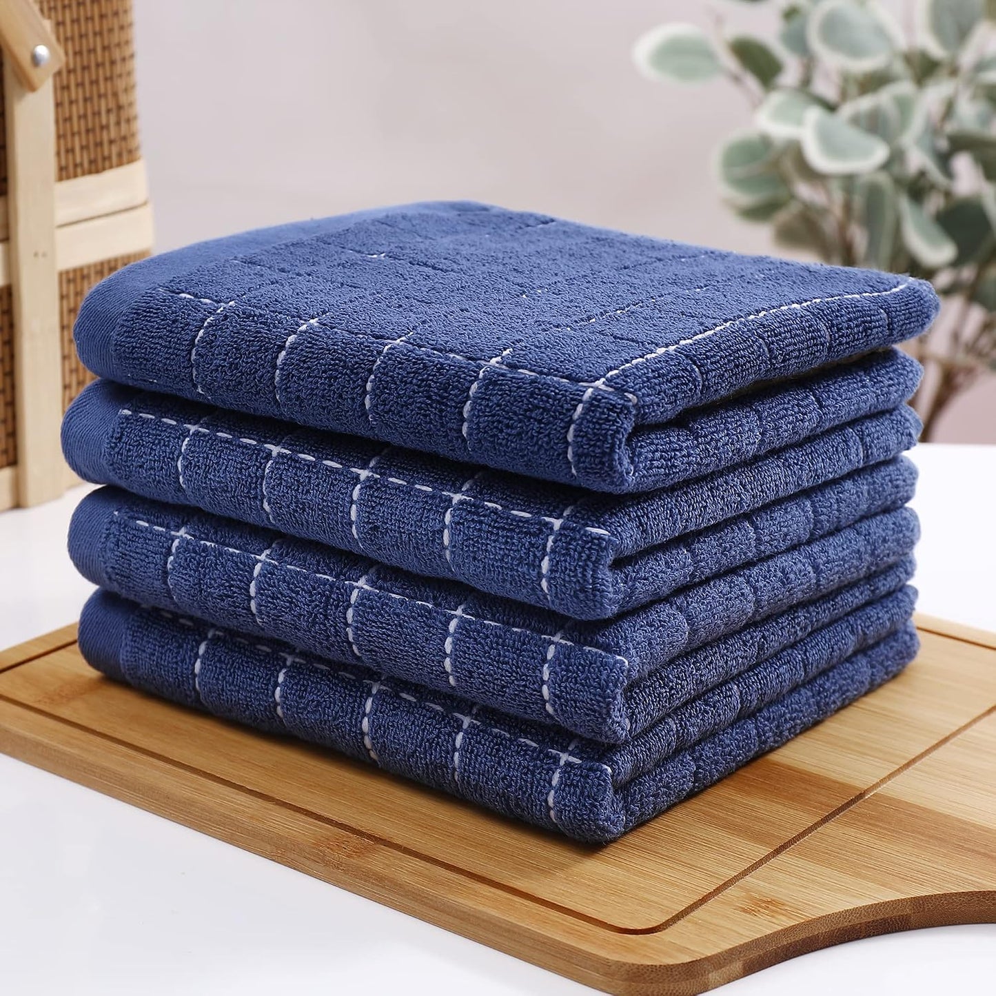 Homaxy 100% Cotton Terry Kitchen Towels, 6 Pack, Navy Blue | Ultra Soft and Absorbent Dish Towels for Kitchen, Suitable