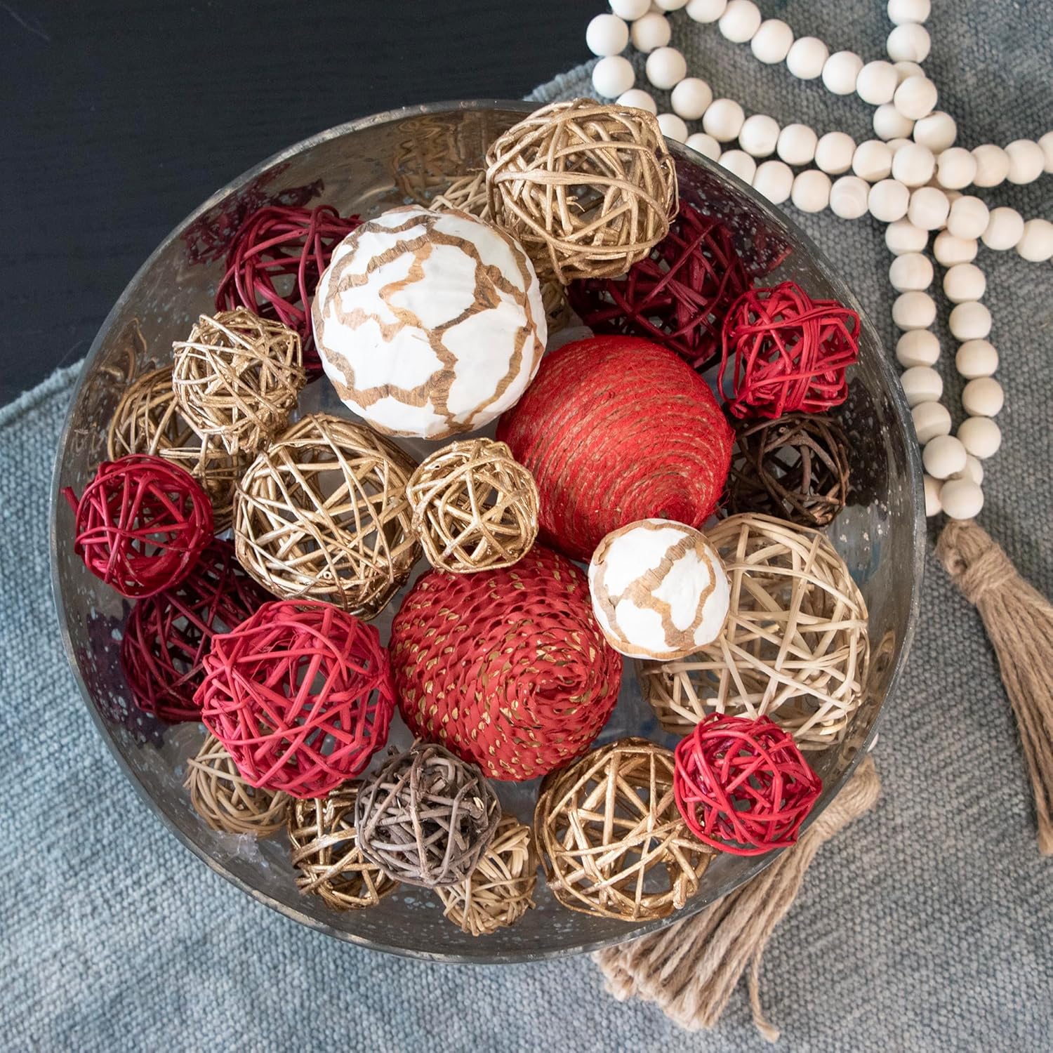 Decorative Balls Bag Bowl Filler Home Decor / Red Gold