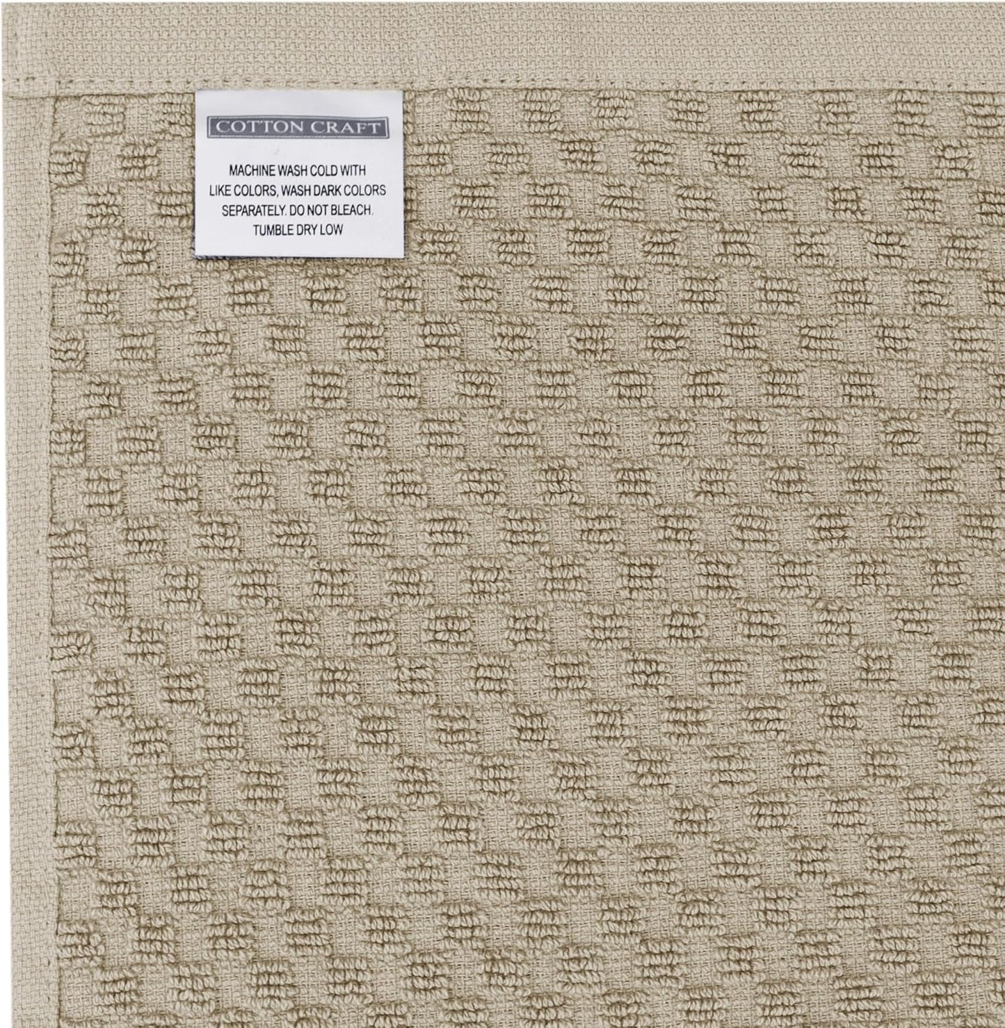 COTTON CRAFT Amazing Kitchen Towels - 8 Pack 100% Cotton Waffle Terry Towel | Beige - 16x28 inch Euro Café Waffle Weave