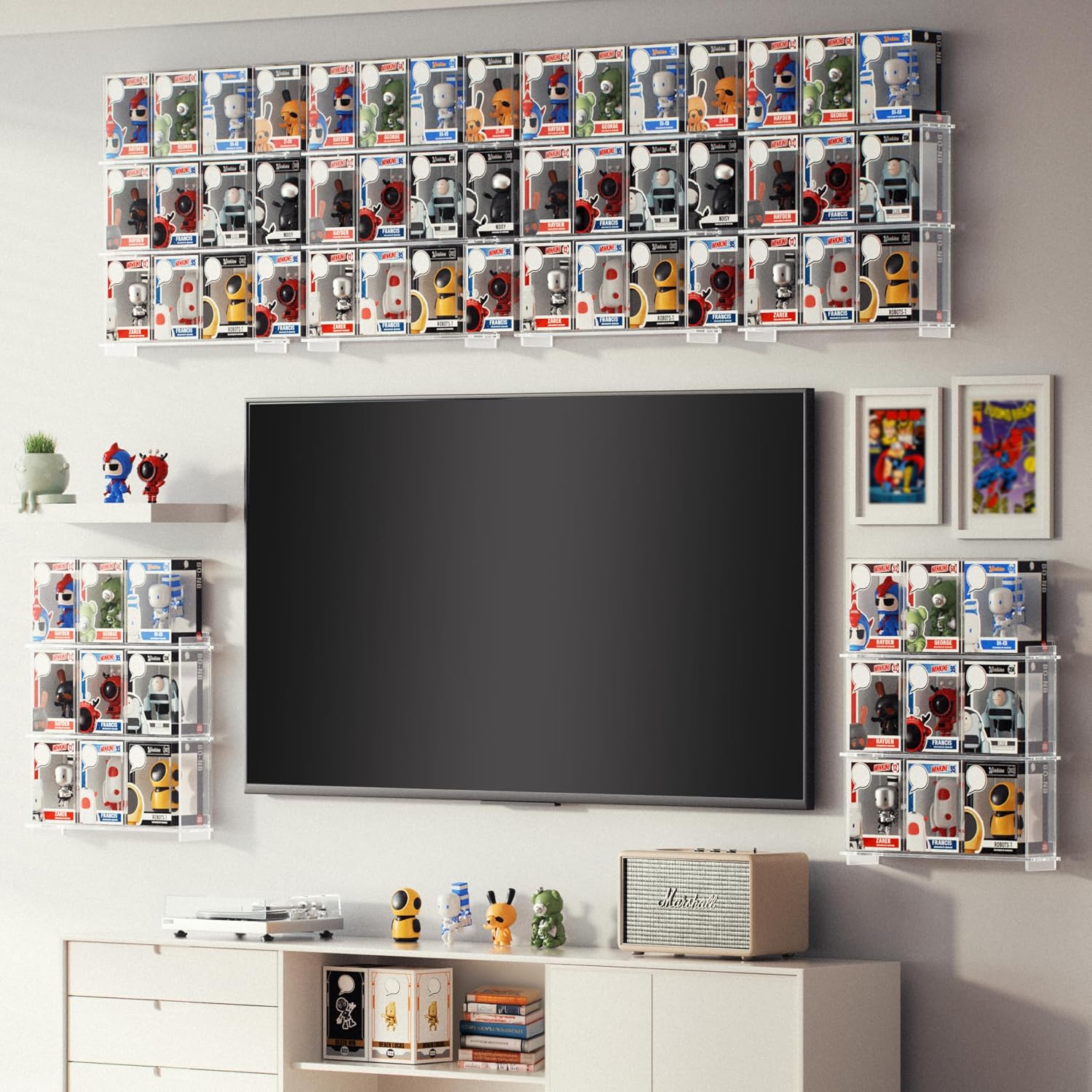 WINKINE Wall Display Shelves Compatible with 21 Funko Pop in Box, Easy Install - Only 2 Screws per Shelf, Acrylic