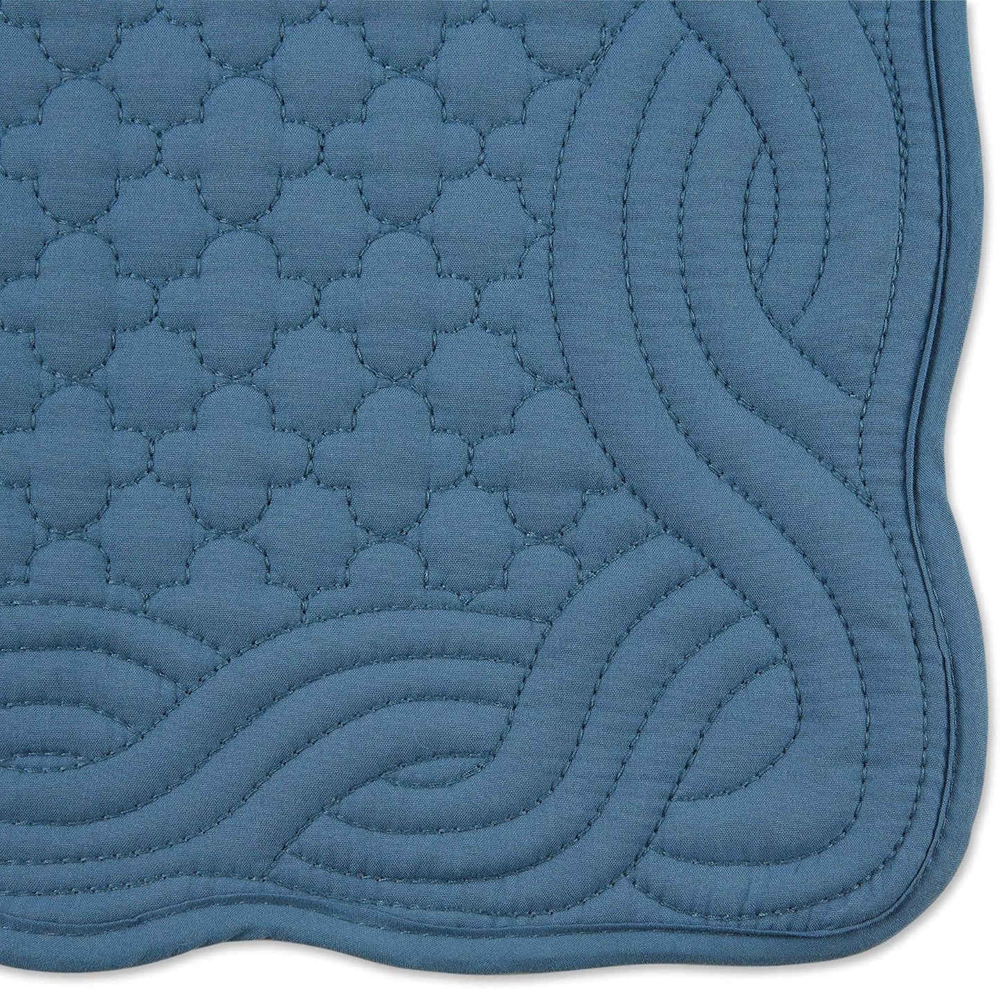 DII Quilted Farmhouse Collection Tabletop, Placemat Set, French Blue, 6 Piece