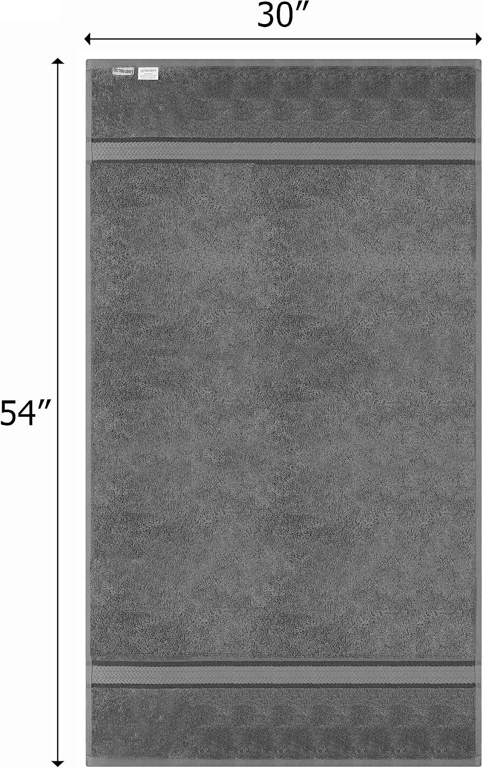 COTTON CRAFT Ultra Soft Bath Towels - 4 Pack 100% Cotton Large 30x54 inches | Oversized 580 GSM Absorbent Charcoal Bath