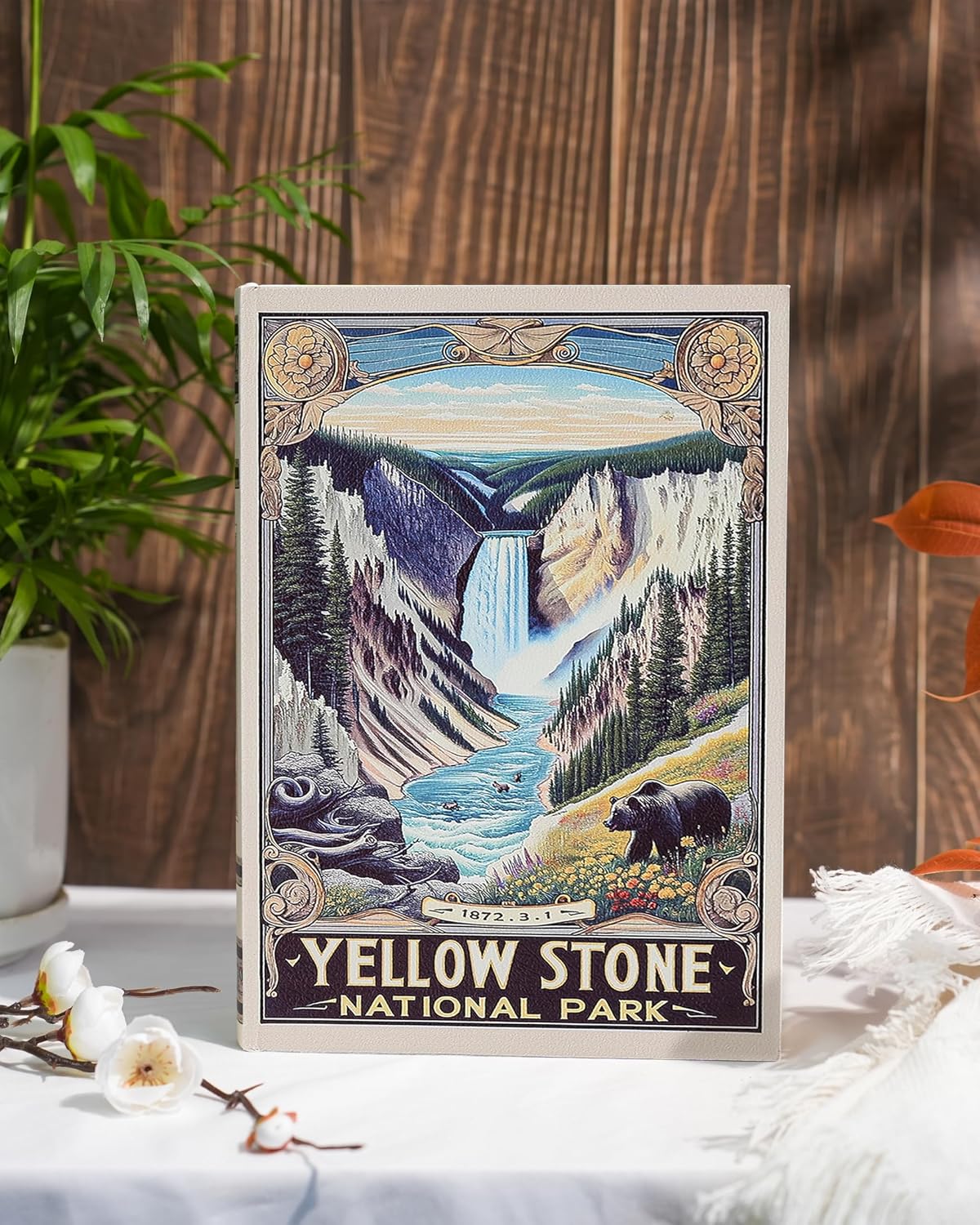 Vintage Faux Book Boxes / Yellow Stone