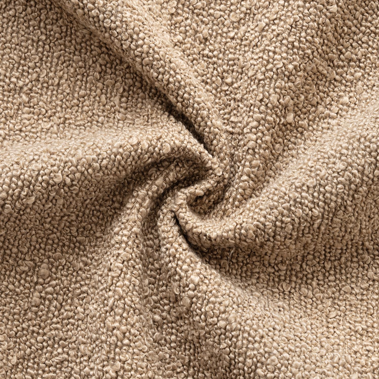 Decorative Boucle Throw Pillow Covers Textured Square Pillowcaes Accent / 18 x 18 / Khaki / Set of 2