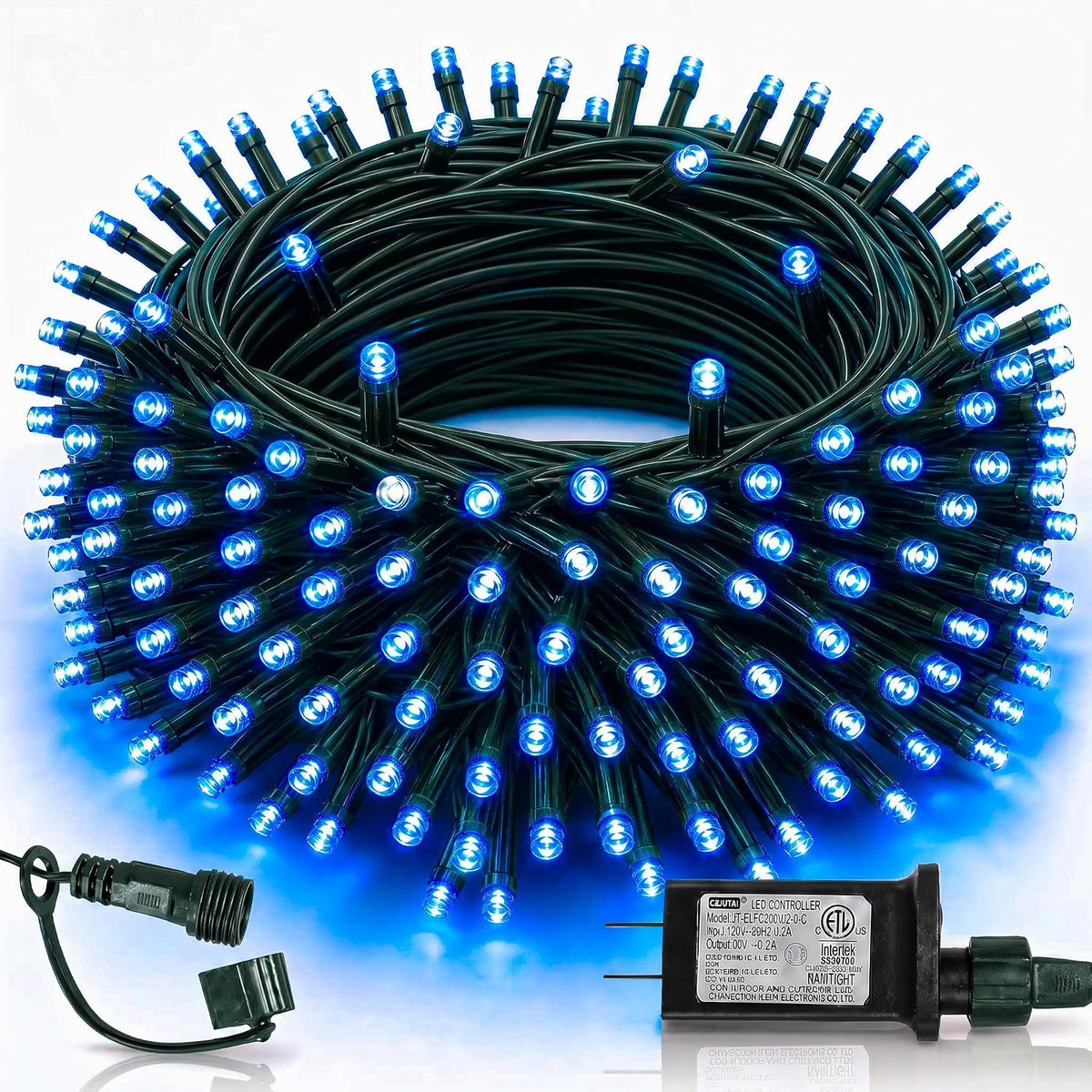 TW SHINE Christmas Lights, 200 LED 66FT Outdoor Christmas Lights Plug in with 8 Modes, Waterproof Light Outdoor, Indoor Xmas Decorations for Party Yard House Decor, Blue