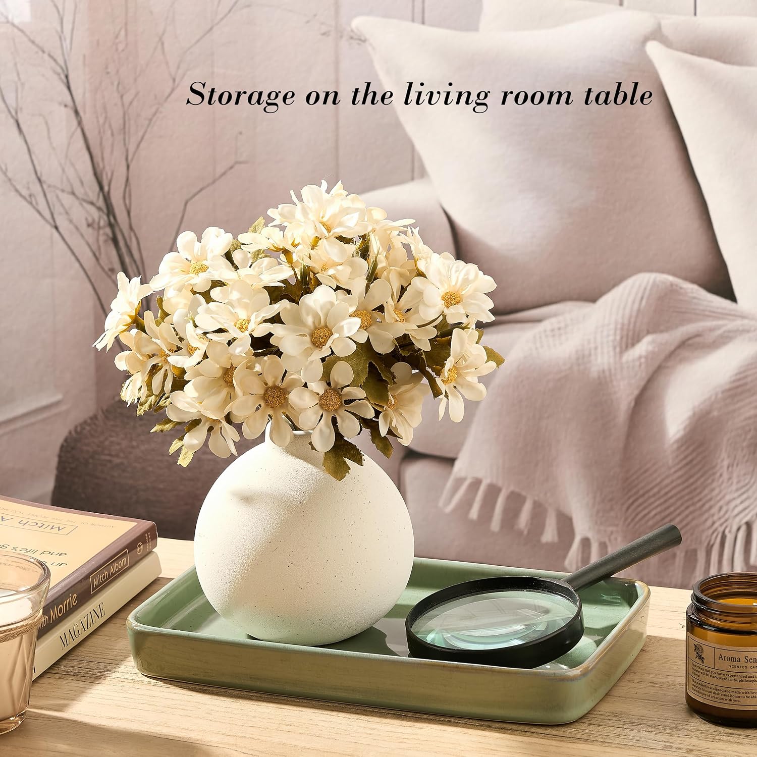 Bathroom Vanity Tray for Countertop- Ceramic Decorative / Kiln-transformed Green-1 Pc / 10 x 6 x 1