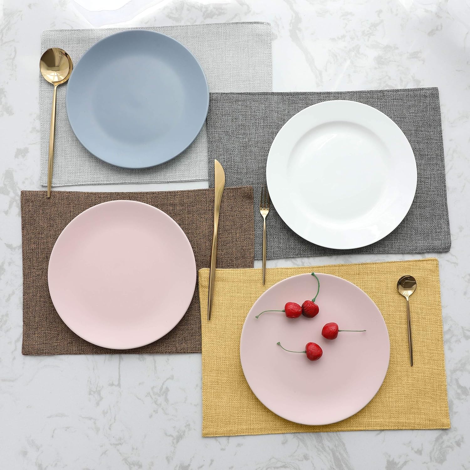 Home Brilliant Cloth Placemats Set of 8 Linen Placemat Washable Heat Resistant Dining Table Place Mats for Kitchen