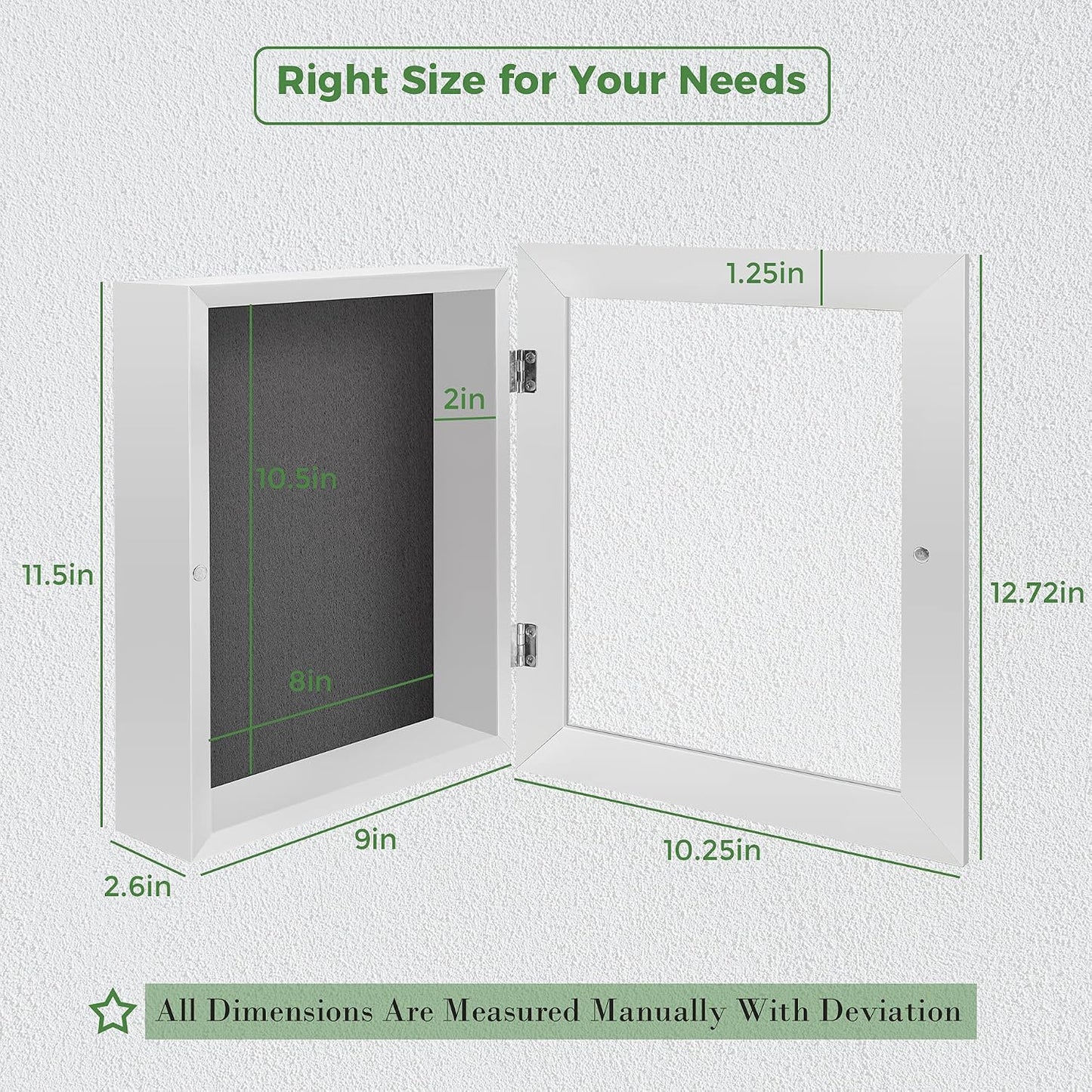 8.5x11 Shadow Box Frame Display Case, 2-inch Depth (White, 4 Pack) | Strengthened Glass Cover, Display Box for Wall and