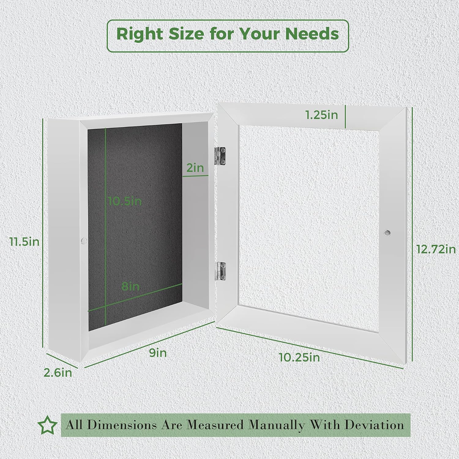 8.5x11 Shadow Box Frame Display Case, 2-inch Depth (White, 4 Pack) | Strengthened Glass Cover, Display Box for Wall and