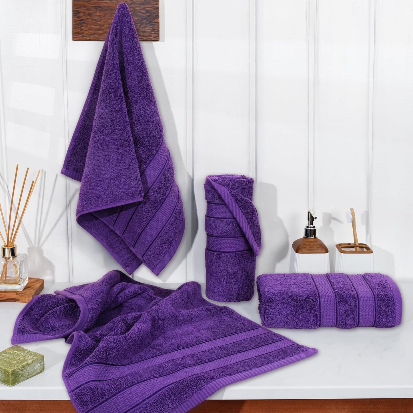 American Soft Linen Salem 100% Cotton Turkish 4 Piece Hand Towels for Bathroom, 600 GSM Soft Absorbent Quickdry Hand