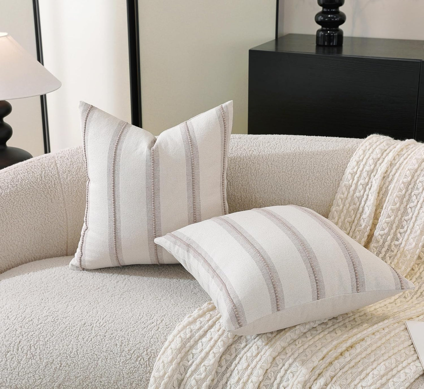 Boho Throw Pillow Covers / Taupe / 18 x 18 / Set of 2