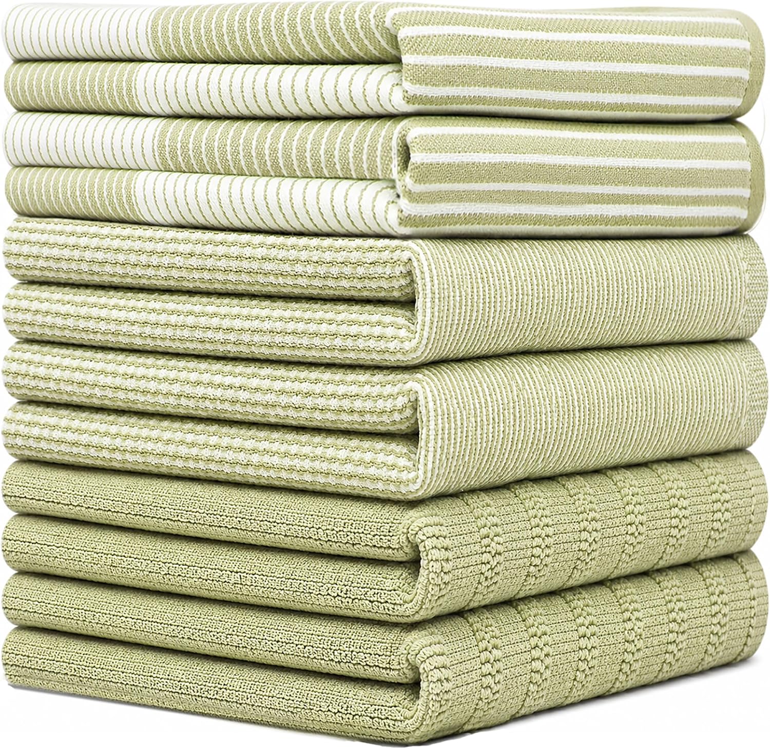 Premium Kitchen Towels 6 Pack 100% Cotton, 20"x28" Dish Towels - Sage | Large Flat & Terry Kitchen Linen Set with