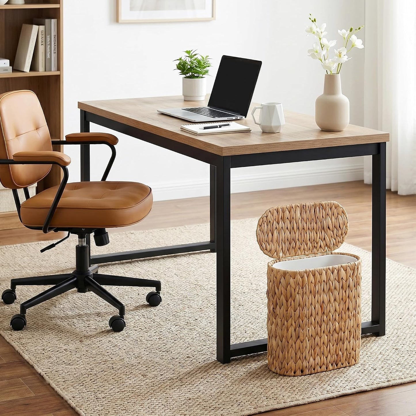 Narrow Rattan Waste Basket / 3 Gallon