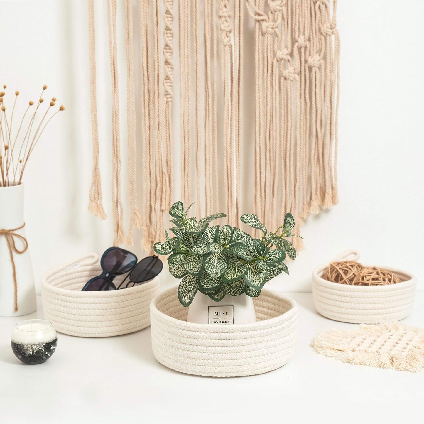 Small Catch All Basket / Natural White / Set of 3