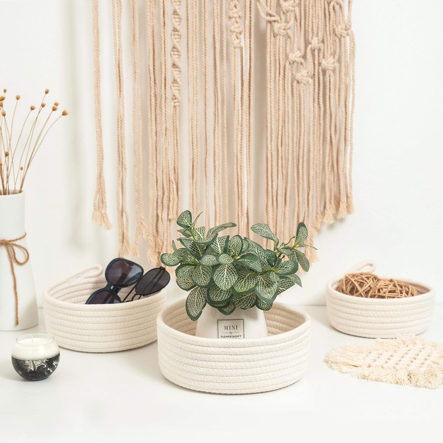 Small Catch All Basket / Natural White / Set of 3