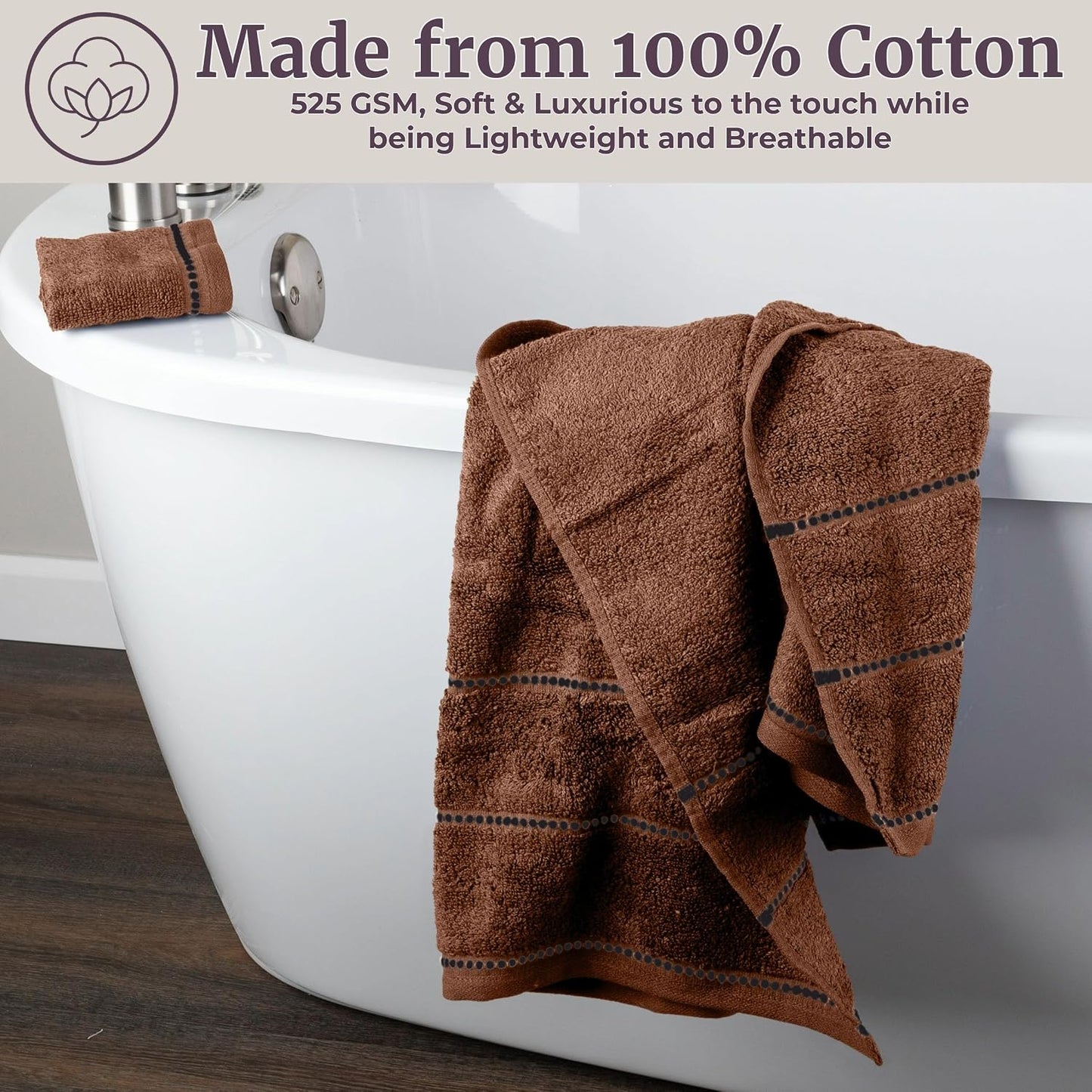 Lavish Home Bathroom Towels Set, Chocolate Brown, Set of 6