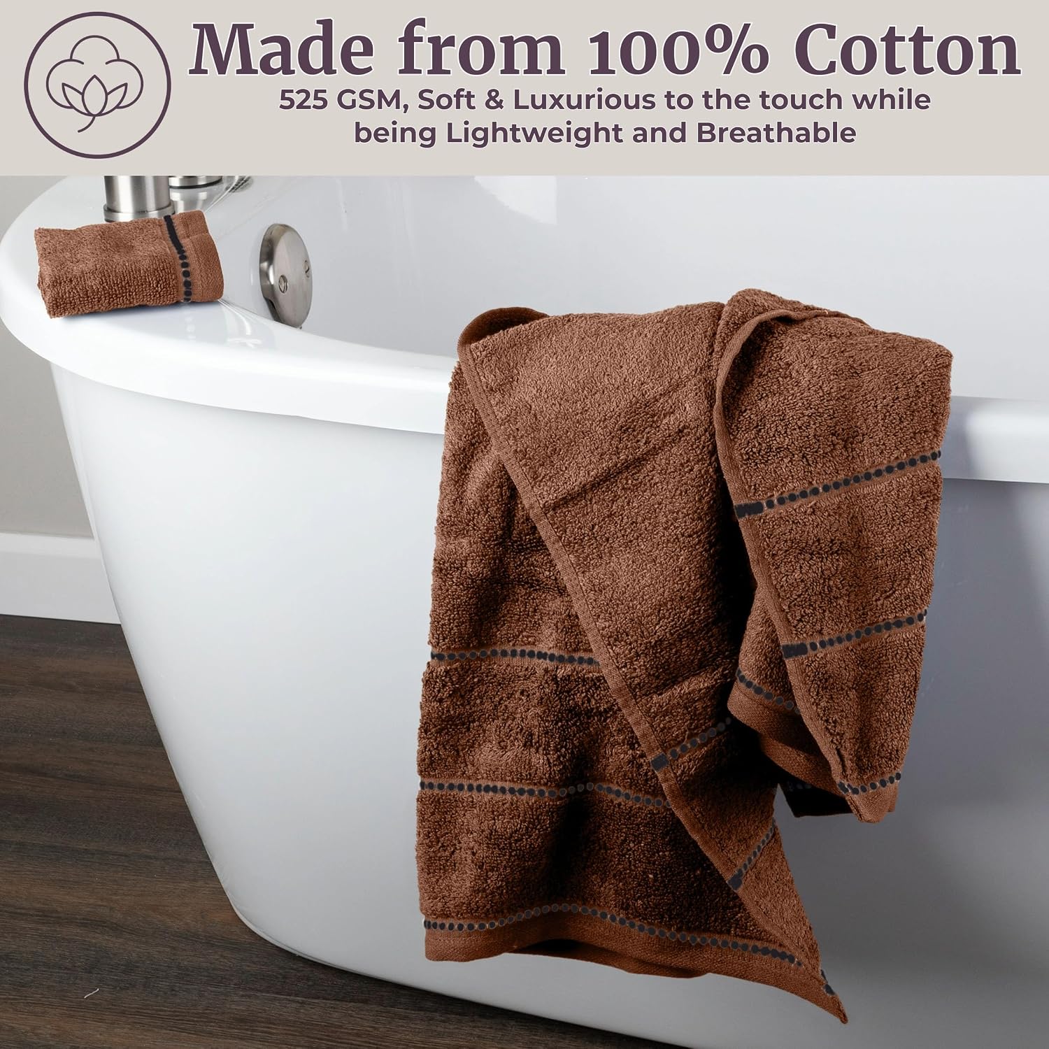Lavish Home Bathroom Towels Set, Chocolate Brown, Set of 6