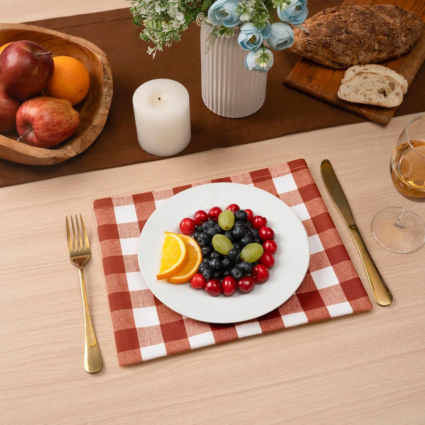 Blue Needles Gingham Buffalo Plaid Cloth Napkins 100% Cotton Set of 12 Dinner Table Napkins 18x18 inch Soft, Reusable