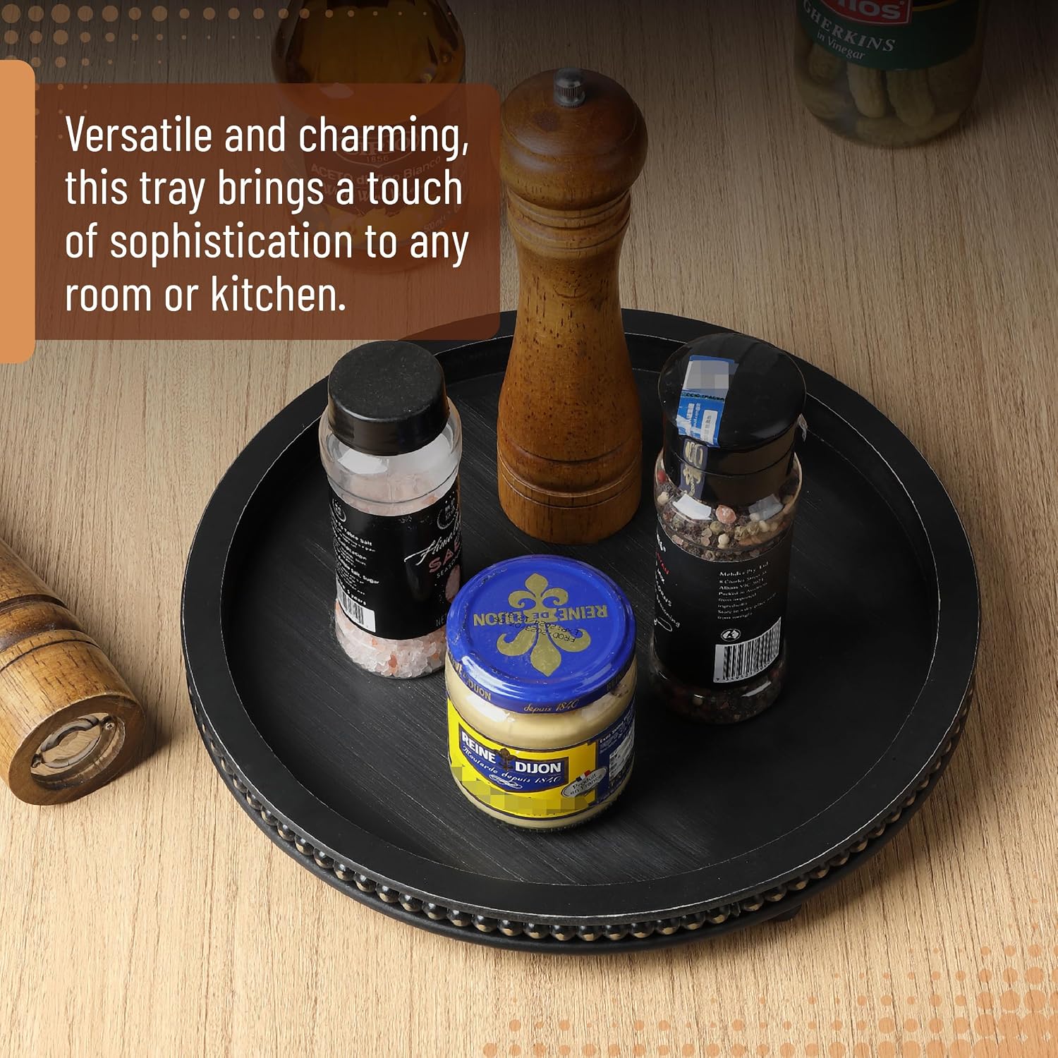 Wooden Round Tray / Black