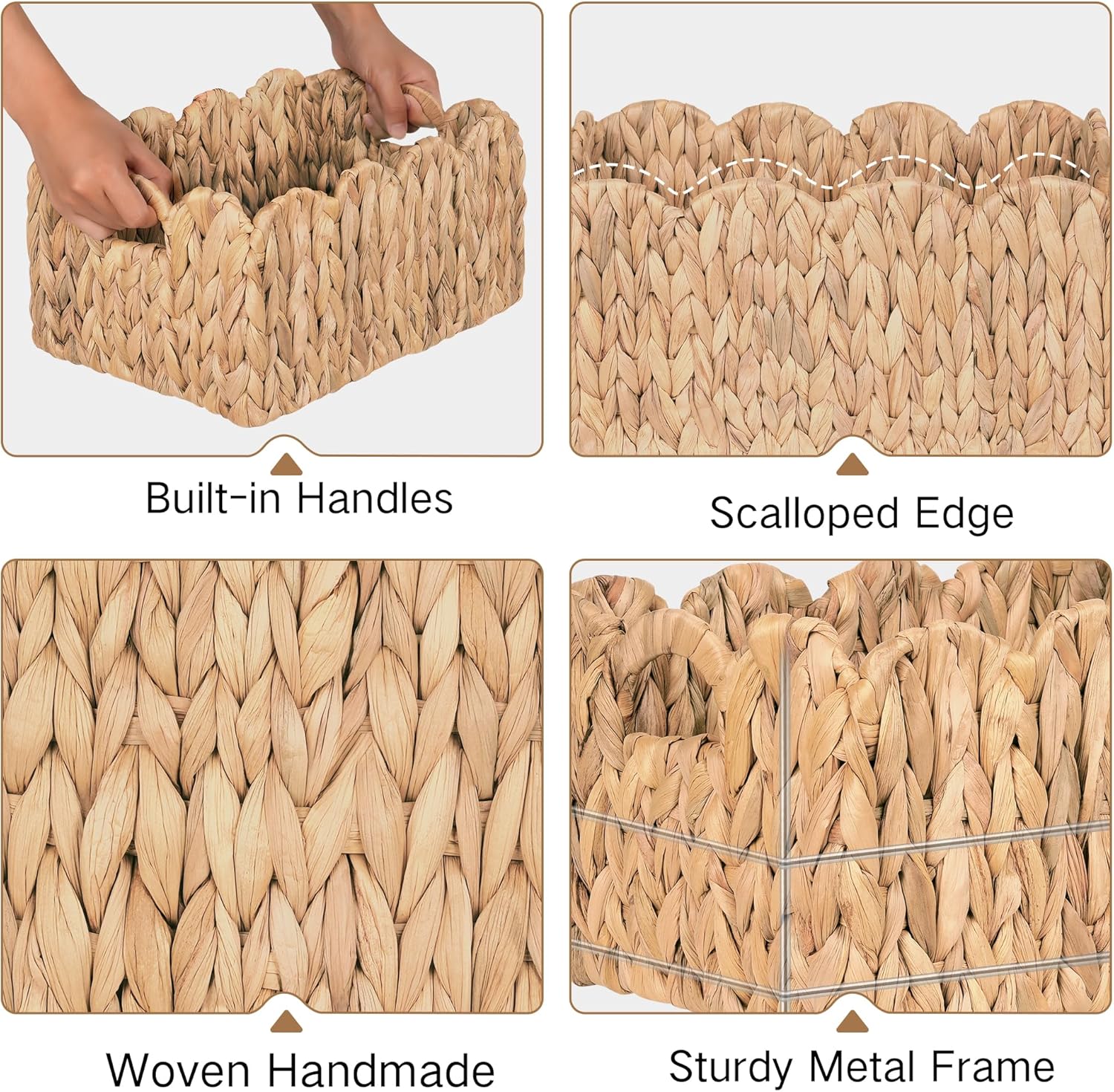 Scalloped Wicker Basket / Rectangle / Natural / Set of 2