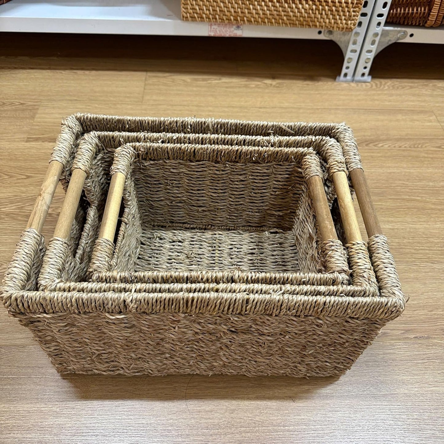 Woven Seagrass Baskets / Natural / Set of 3