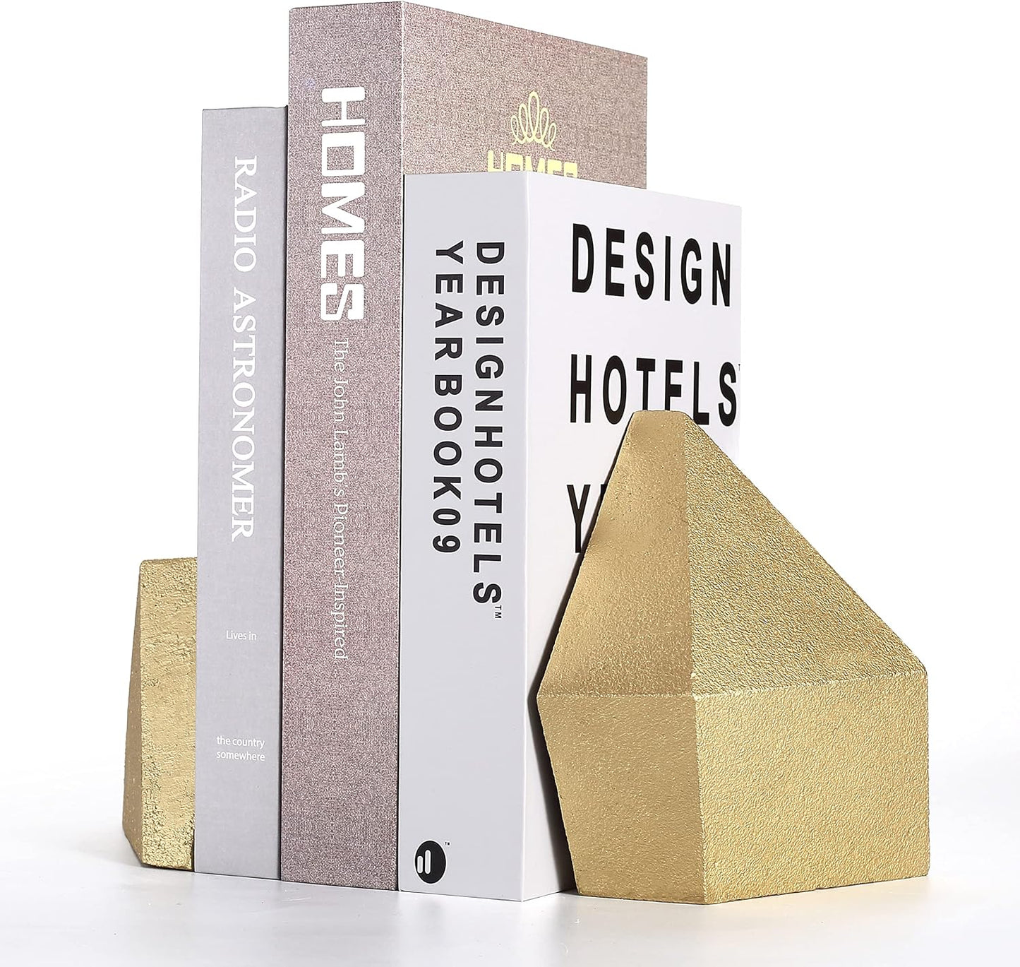 Abstract Bookends / Decorative Cast Iron Bookends / Gold