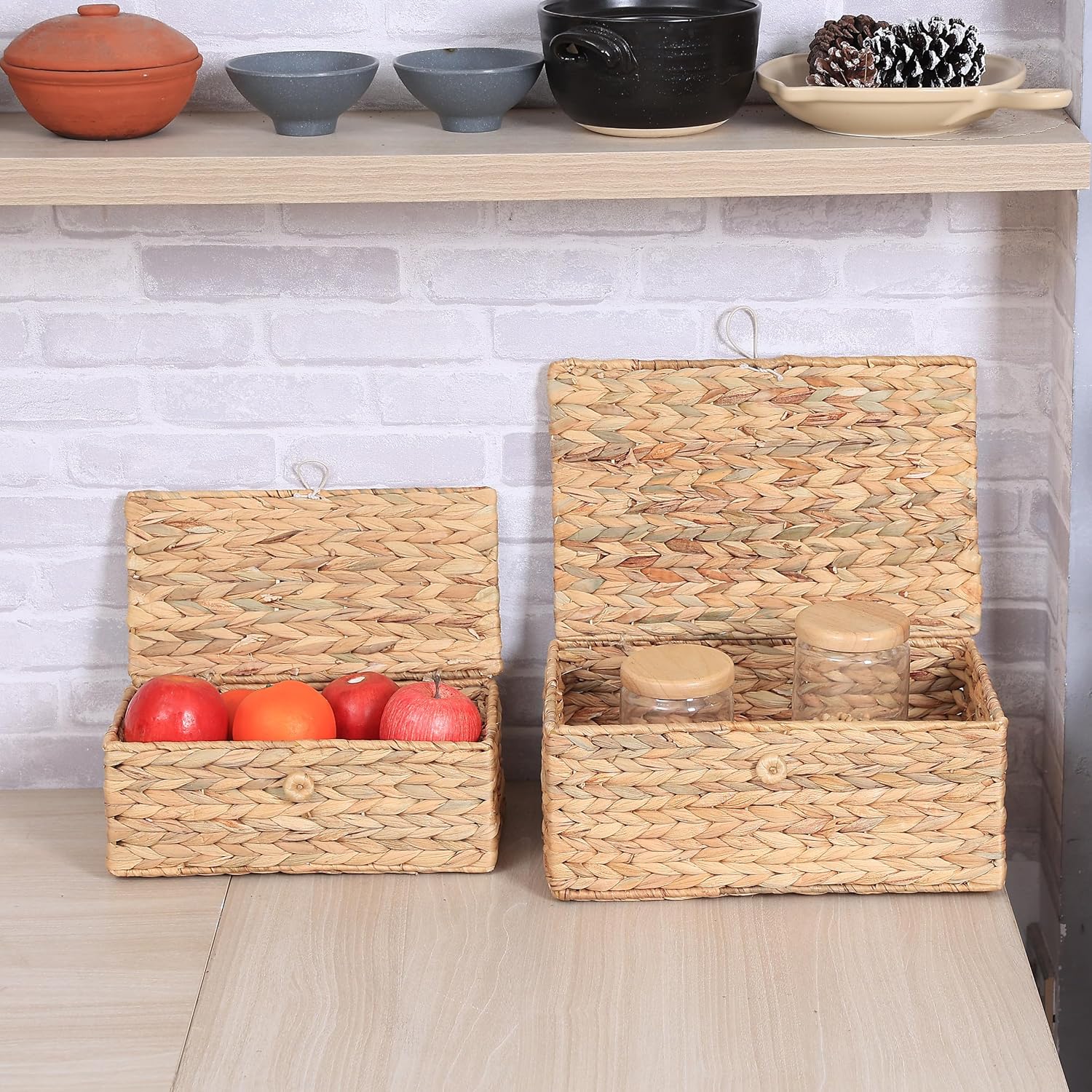 Wicker Storage Baskets / Natural / Set of 3
