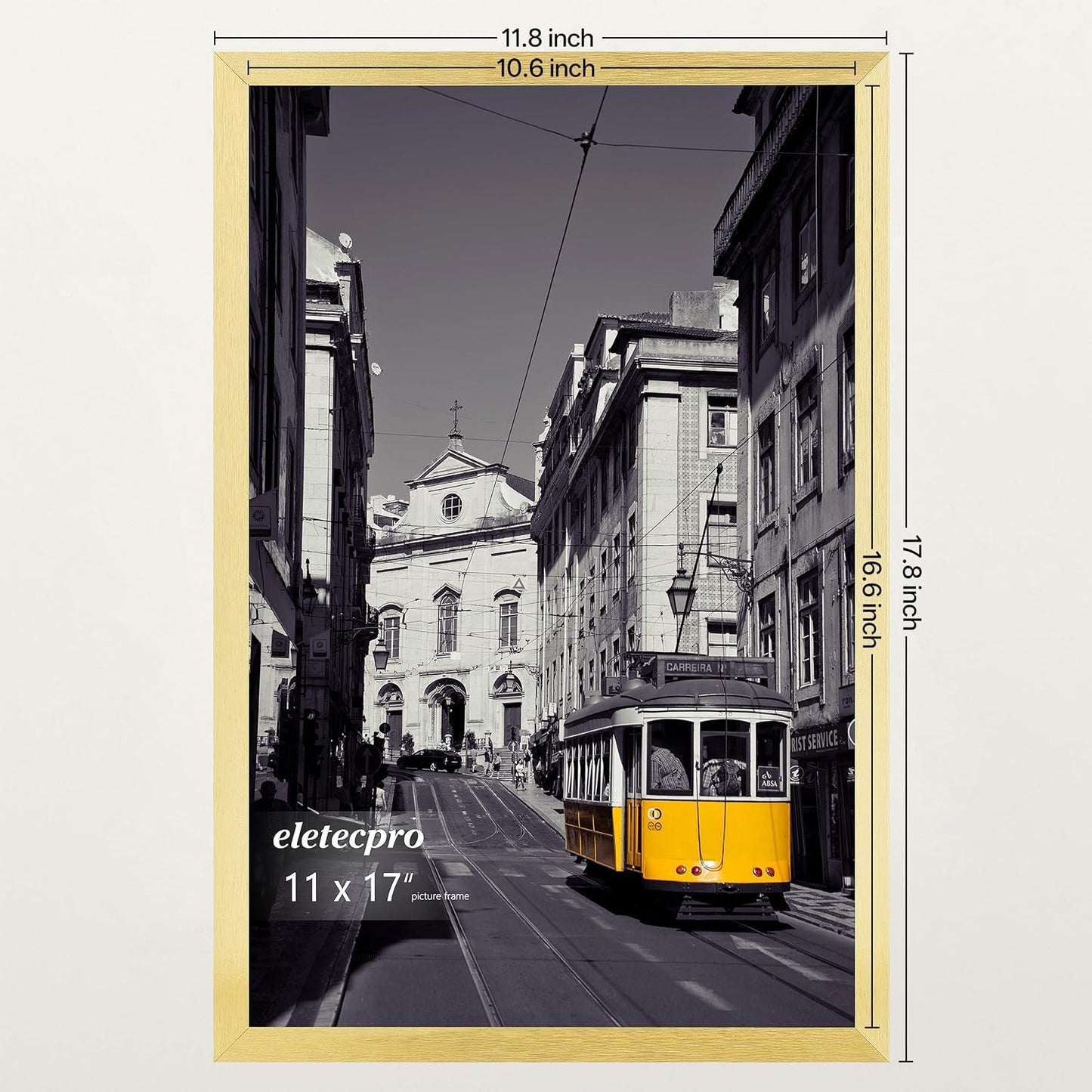 eletecpro 11x17 Picture Frames, Acrylic Cover, Gold, Set of 5 | Display Photo 11x17 Photo, Horizontal or Vertical, Wall