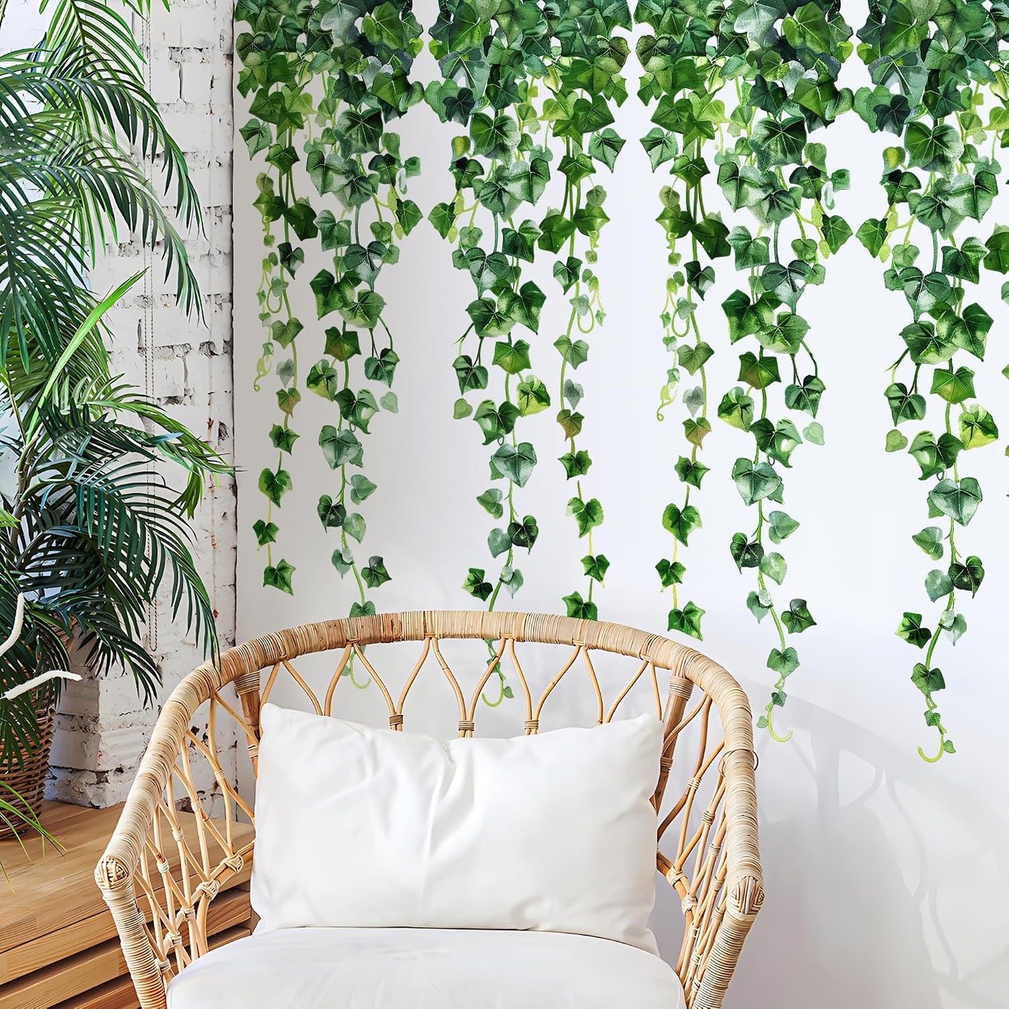 Green Plants Leaves Wall Decals Hanging Vine Wall Stickers Fresh Green Leaf Wall / Green Plant 19