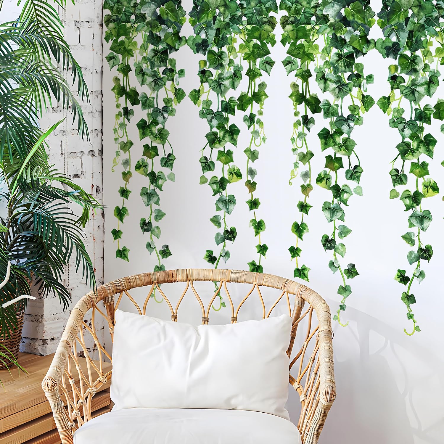 Green Plants Leaves Wall Decals Hanging Vine Wall Stickers Fresh Green Leaf Wall / Green Plant 19