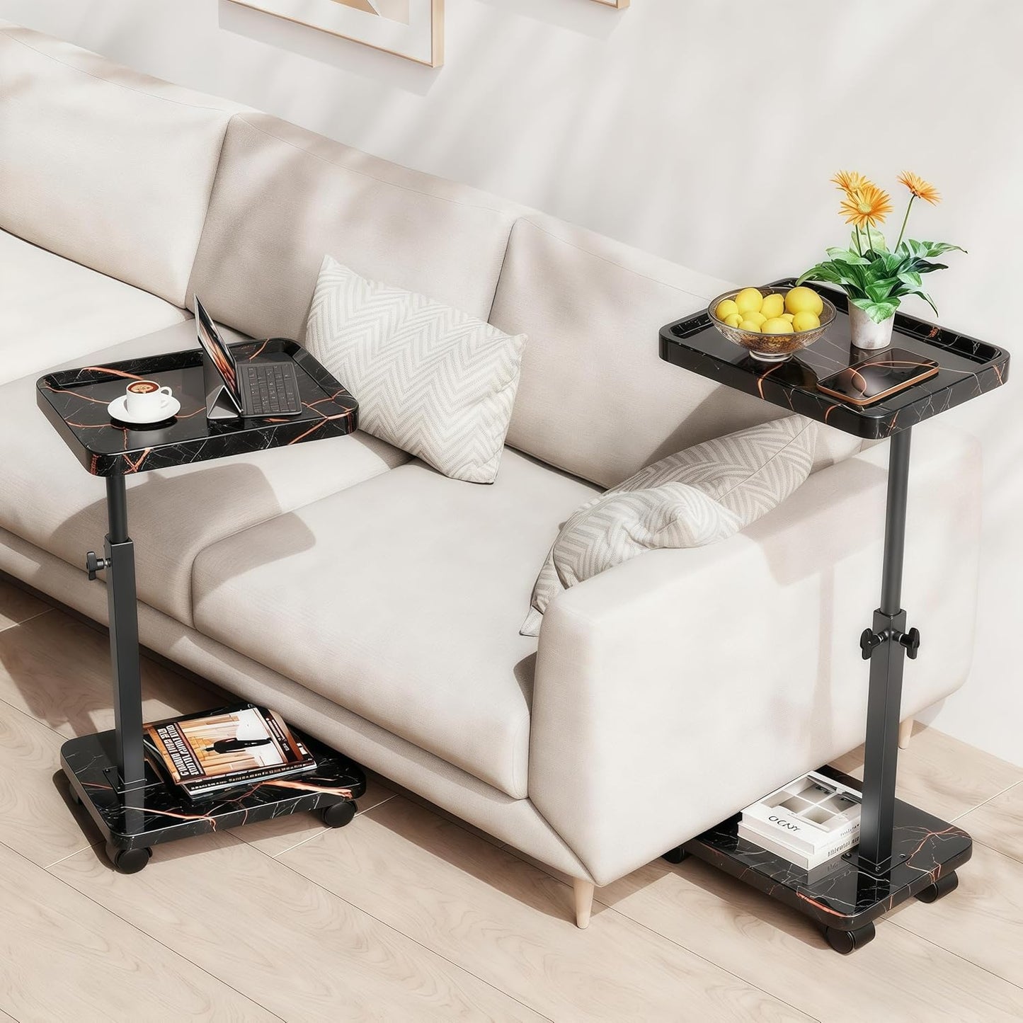 360°Swivel TV Tray Table for Small Spaces / L15.7*w11.8 / Black-height Adjustable