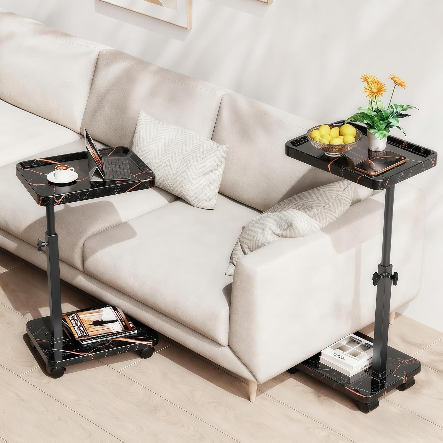 360°Swivel TV Tray Table for Small Spaces / L15.7*w11.8 / Black-height Adjustable