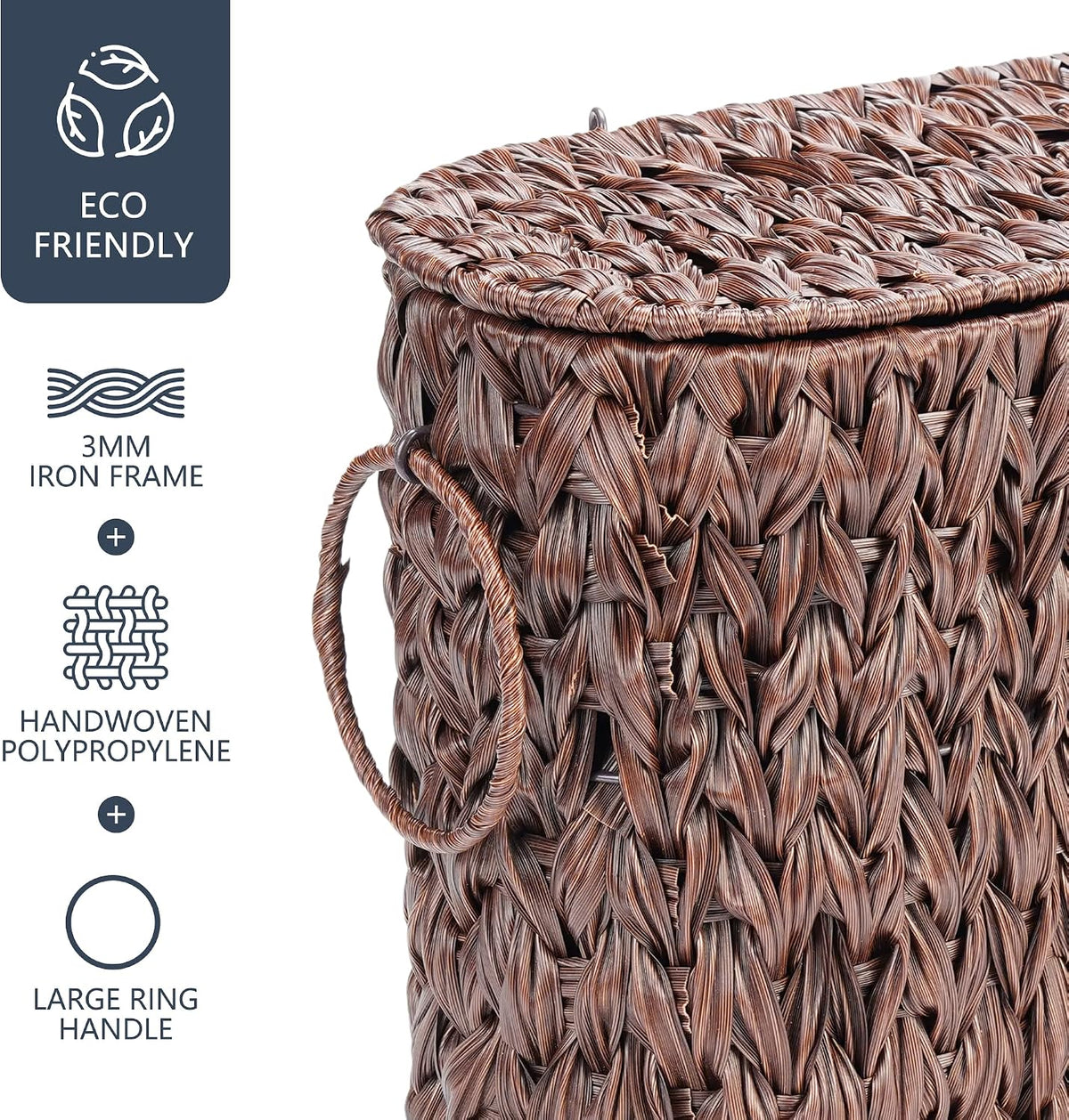 Coeusy Toilet Paper Basket with Lid, Wicker Basket for Bathroom Organizers and Storage, Holds Up to 6 Mega Rolls