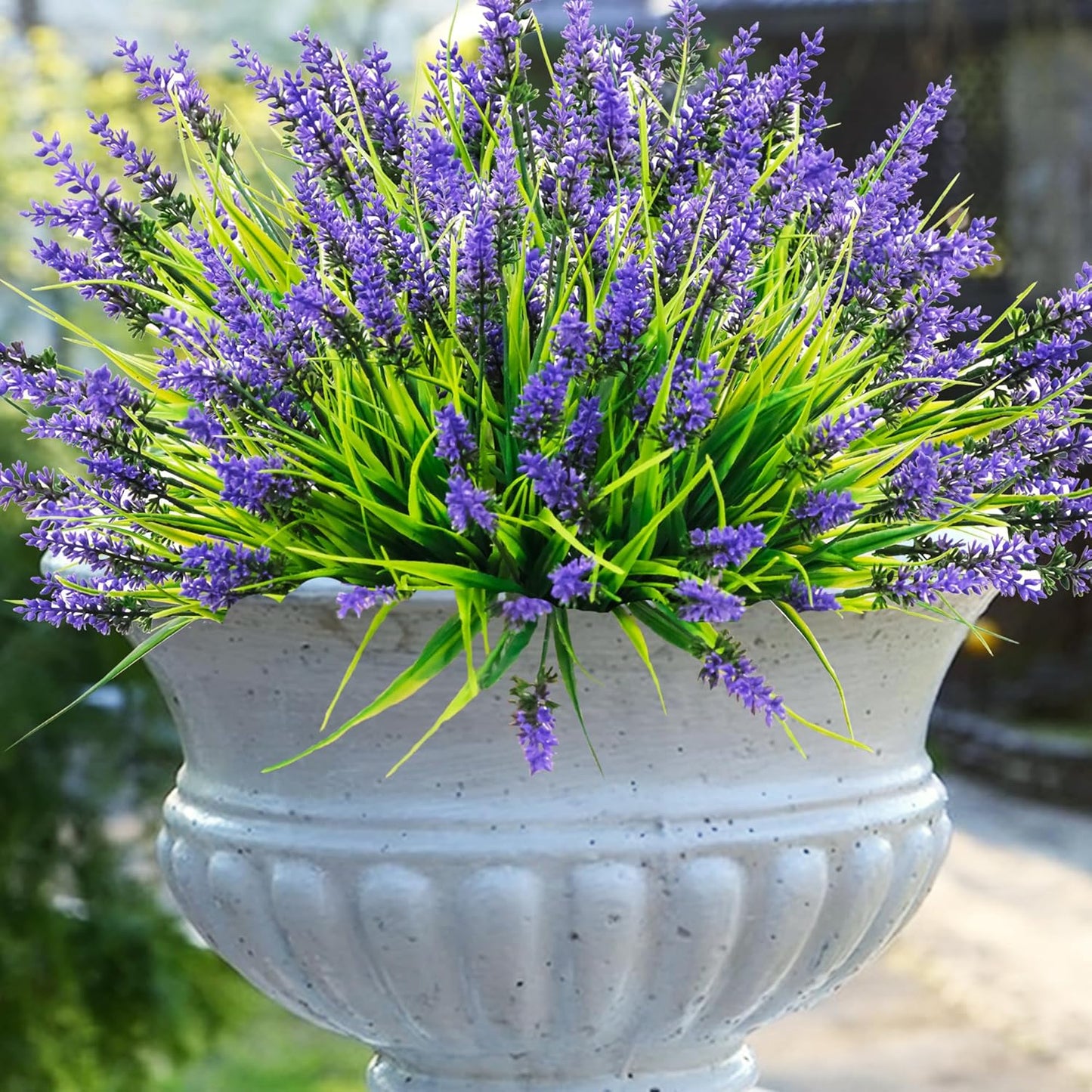 Artificial Outdoor Flowers UV Resistant Lavender Fake Greenery Plants Grass / Purple / Set of 22
