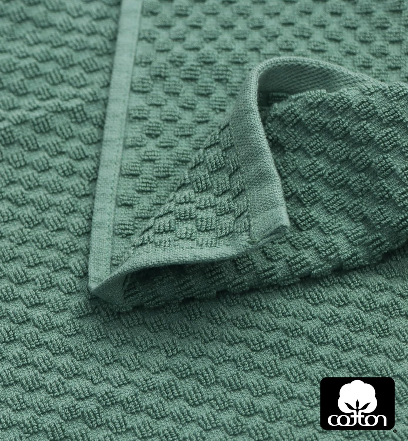 COTTON CRAFT Amazing Kitchen Towel - 12 Pack 100% Cotton Waffle Terry Towel | Seafoam 16x28 inch Euro Café Waffle Weave