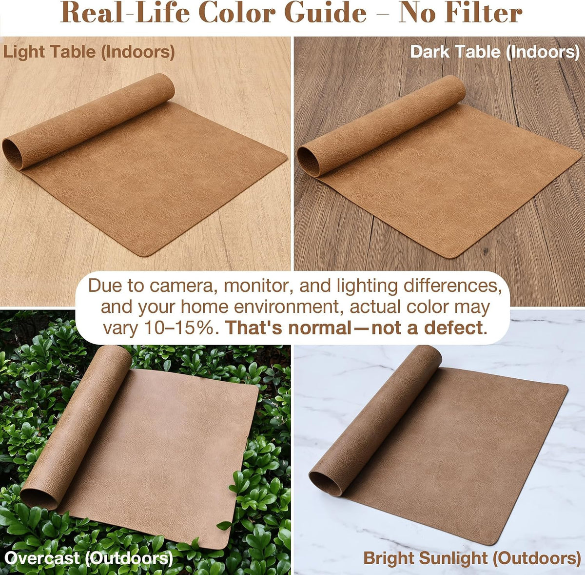 Roxifina Faux Leather Placemats Set of 8 - Vinyl Placemats Wipeable Waterproof Oil-Proof PU Place Mats Heat Resistant
