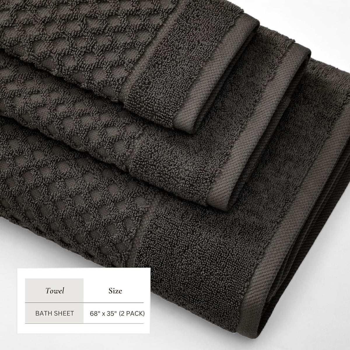 Great Bay Home Oversized Bath Sheets - 100% Cotton 2 Pack 68x35 Extra Large Towel - Absorbent, Durable, Quick-Dry