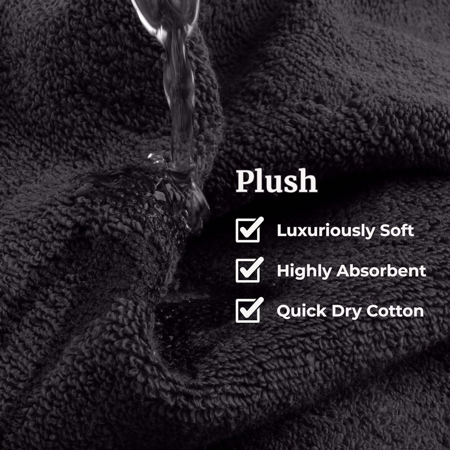 Lavish Home Bathroom Towels Set, Bathroom Accessories, Black, Set of 6 | Includes 2 Bath Sheets, 2 Hand Towels, and 2