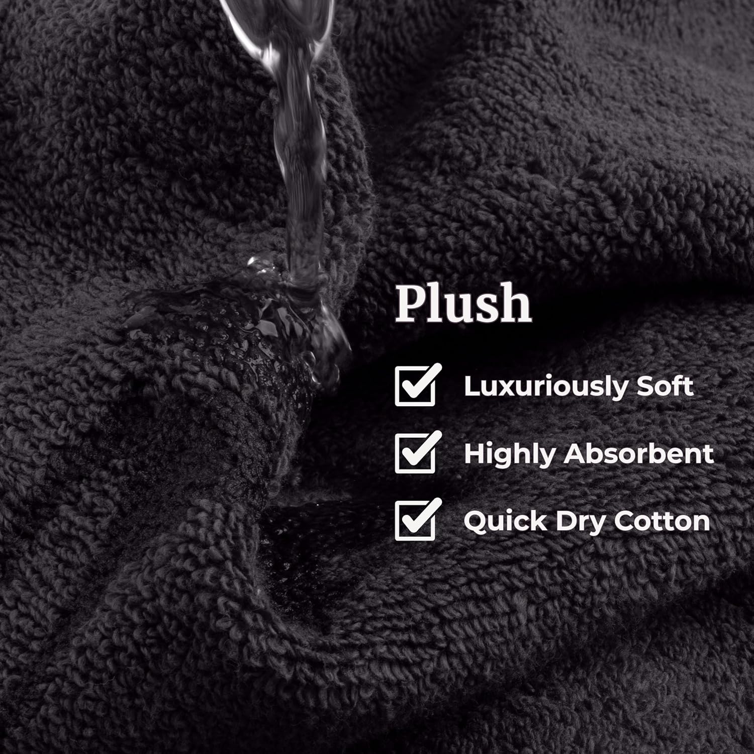Lavish Home Bathroom Towels Set, Bathroom Accessories, Black, Set of 6 | Includes 2 Bath Sheets, 2 Hand Towels, and 2
